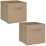 TOILINUX Lot de 2 Boites de rangement pliable en jute - 31 x 31 - Marron