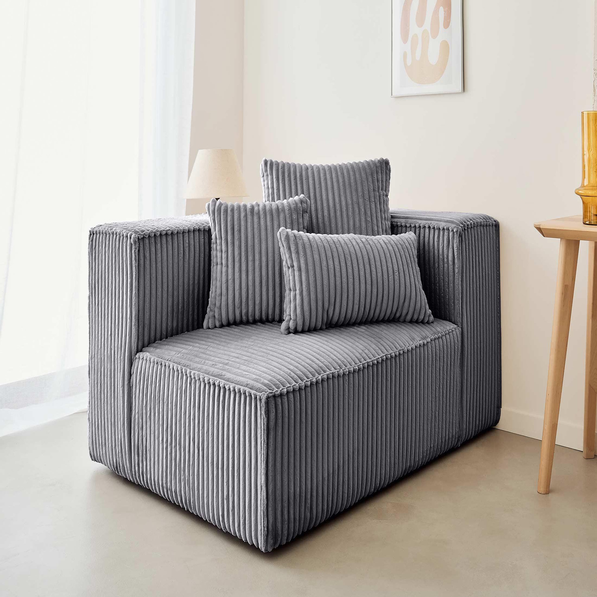 Voir la diapositive 1 : LISA DESIGN Colombine - module d'assise droit - en velours côtelé grosses côtes