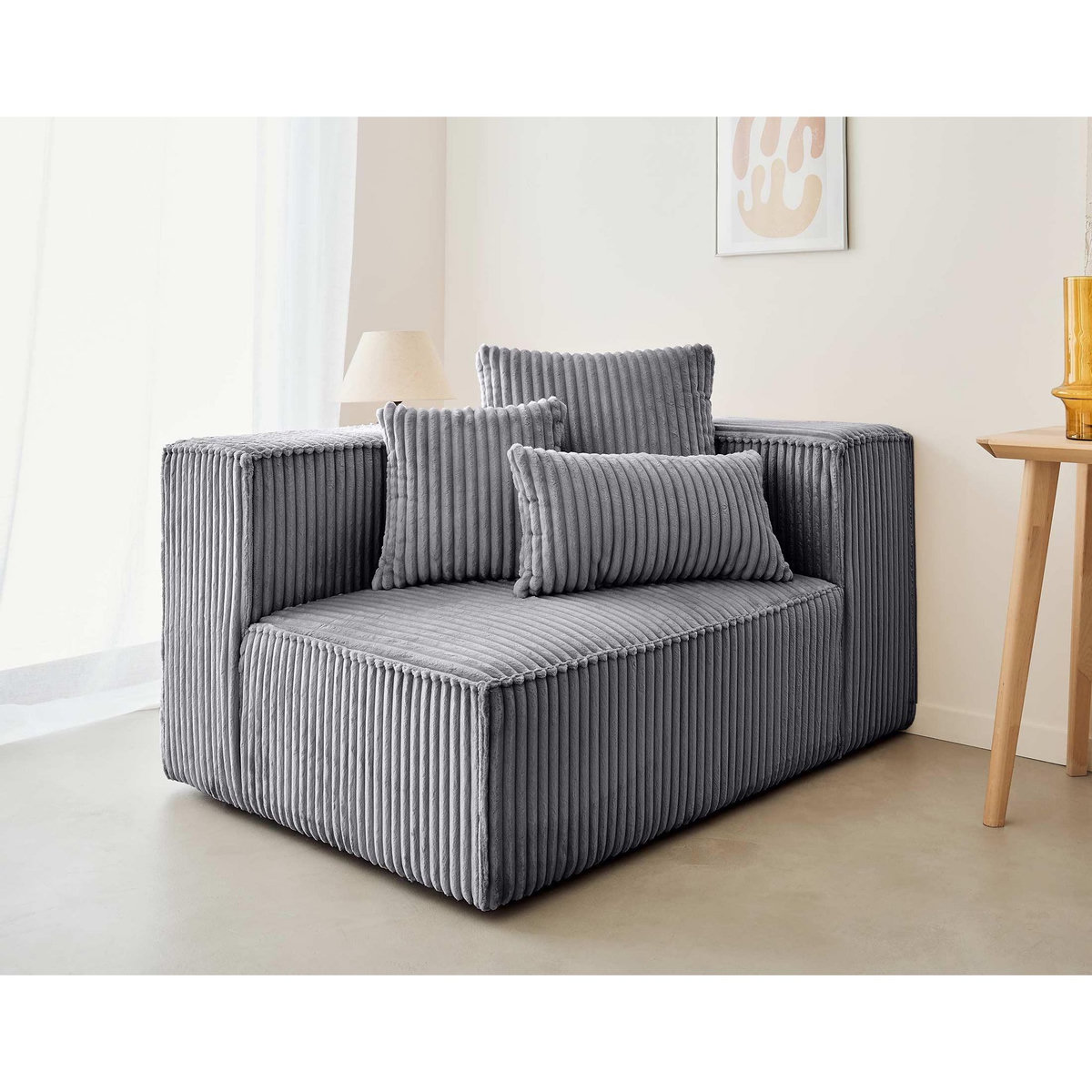 LISA DESIGN Colombine - module d'assise droit - en velours côtelé grosses côtes