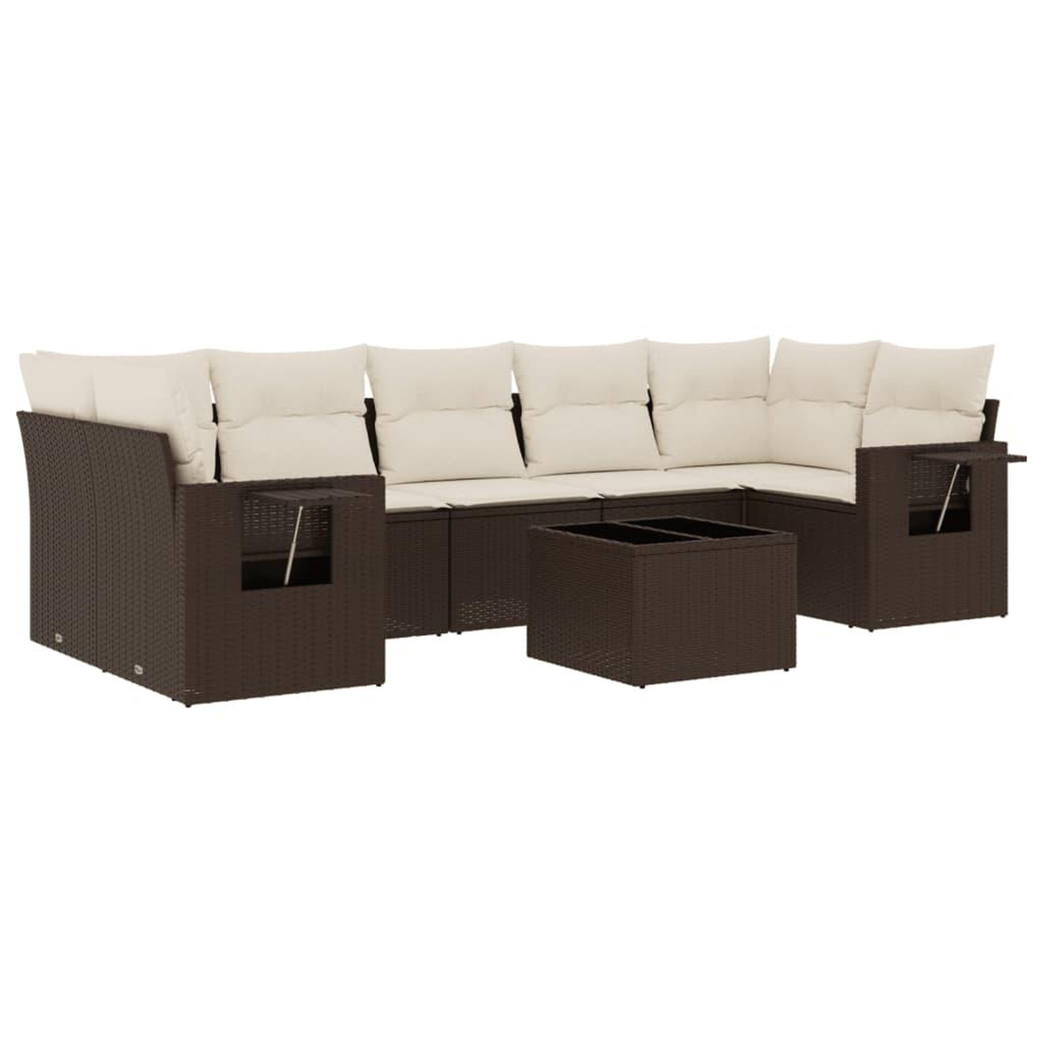 Voir la diapositive 2 : VIDAXL Salon de jardin 8 pcs avec coussins marron resine tressee