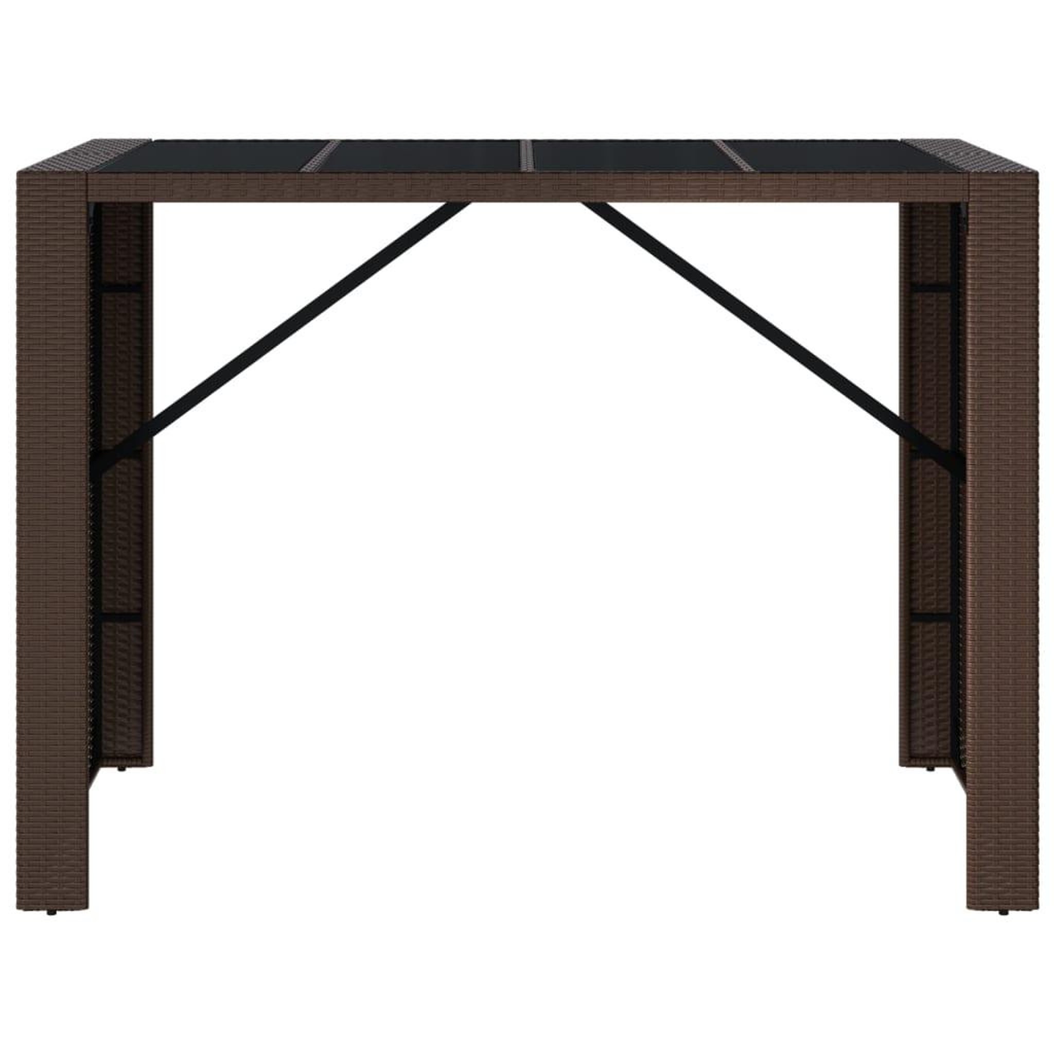 Voir la diapositive 3 : VIDAXL Table de bar et dessus en verre marron 145x80x110 cm poly rotin