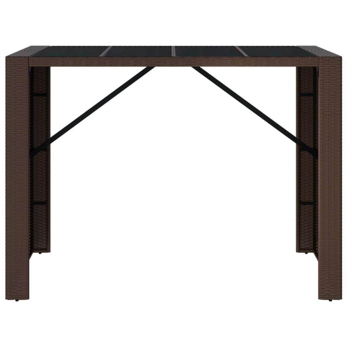 VIDAXL Table de bar et dessus en verre marron 145x80x110 cm poly rotin