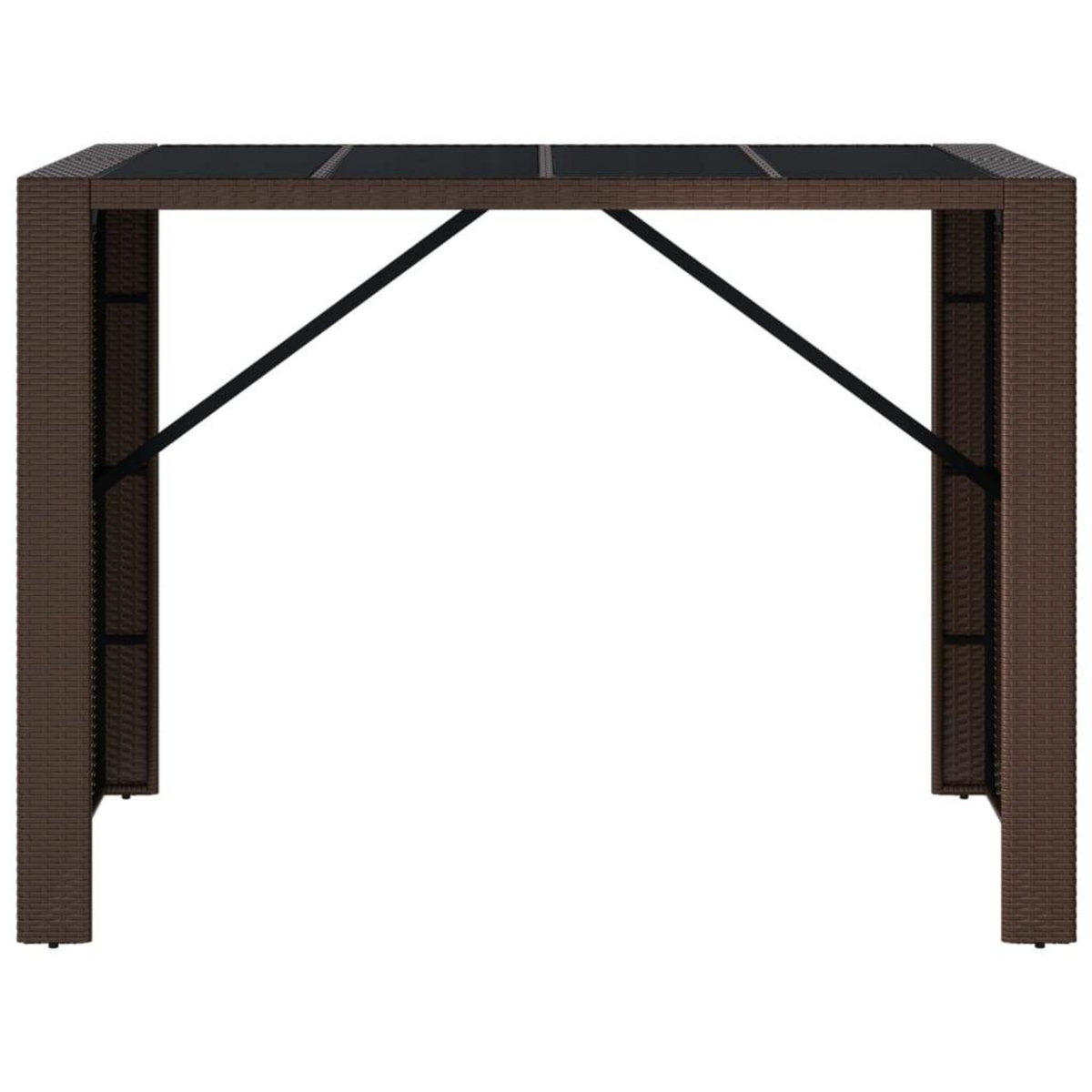 VIDAXL Table de bar et dessus en verre marron 145x80x110 cm poly rotin