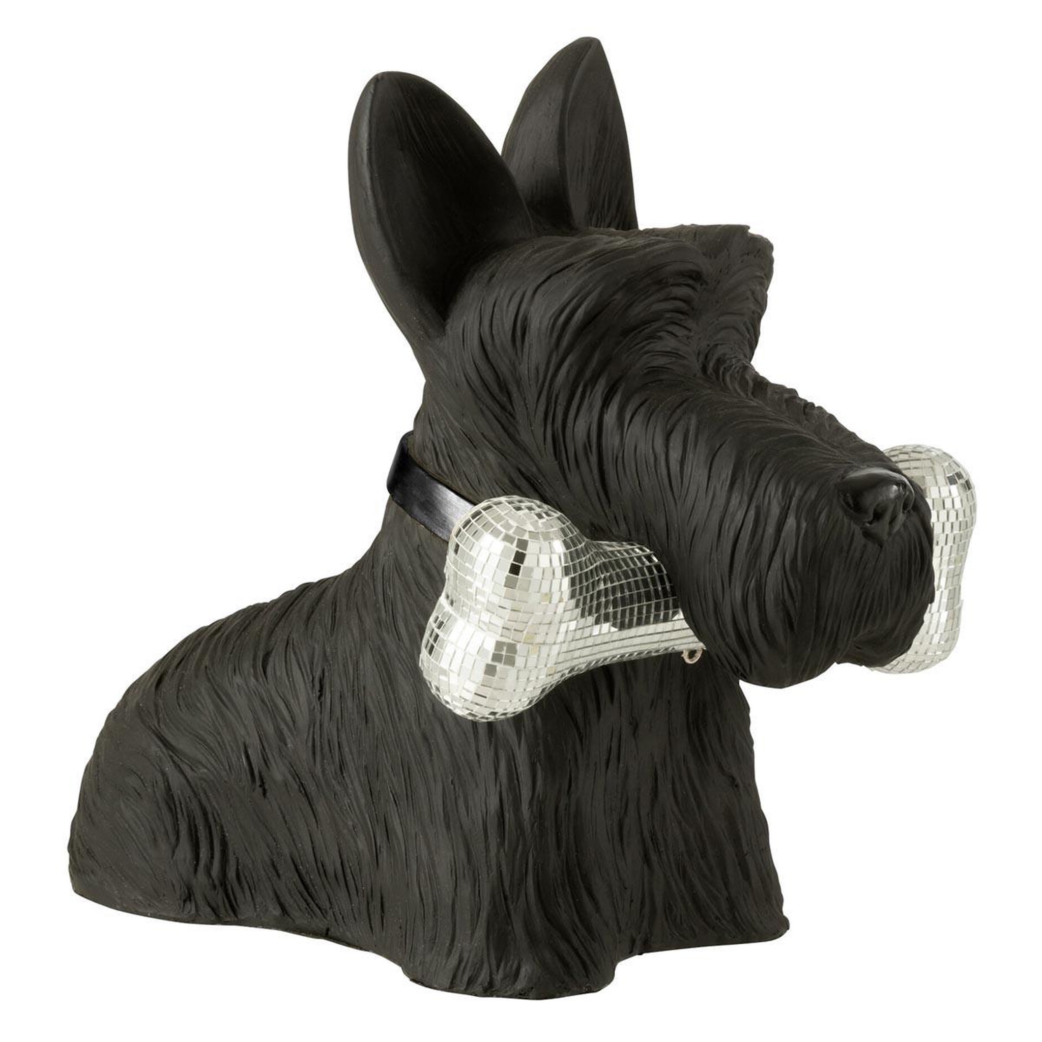 J-LINE Statuette terrier écossais  disco  39cm noir