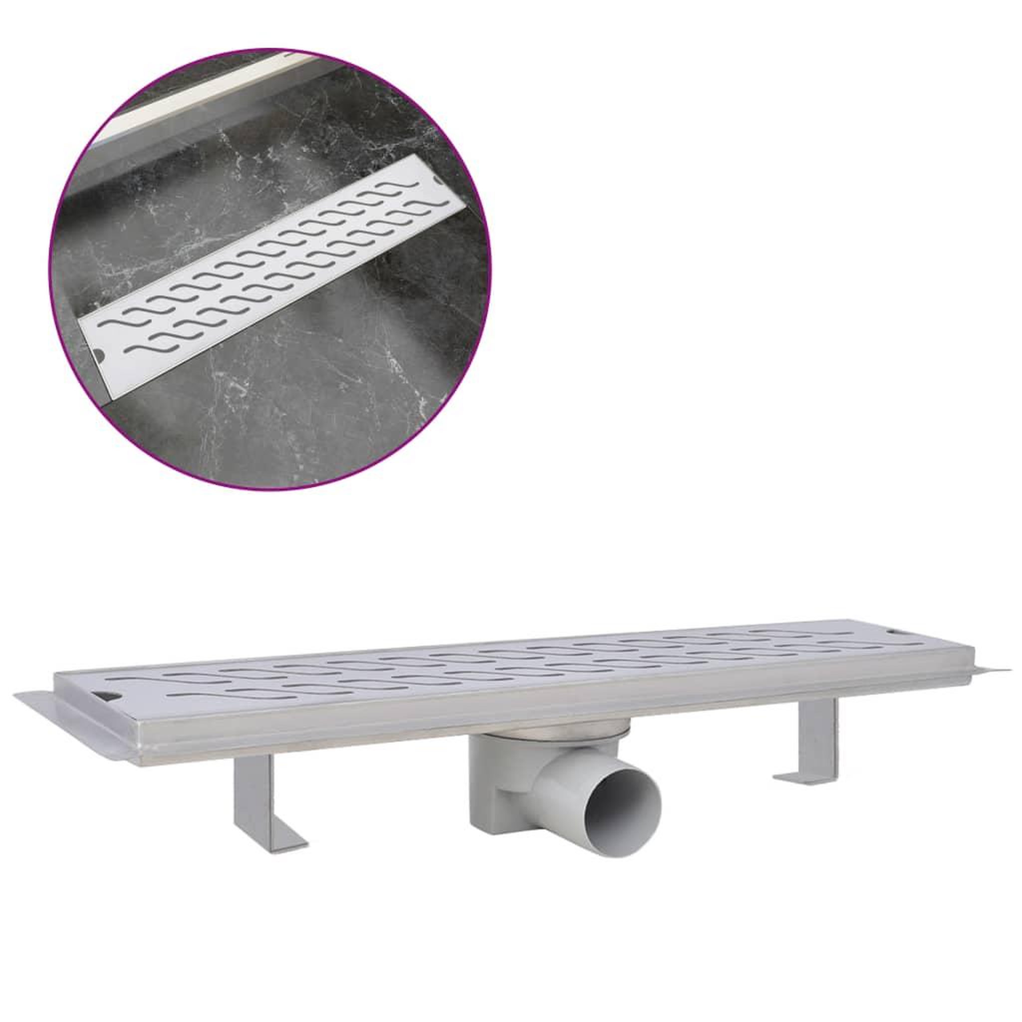 Voir la diapositive 2 : VIDAXL Drain de douche lineaire 530 x 140 mm acier inoxydable