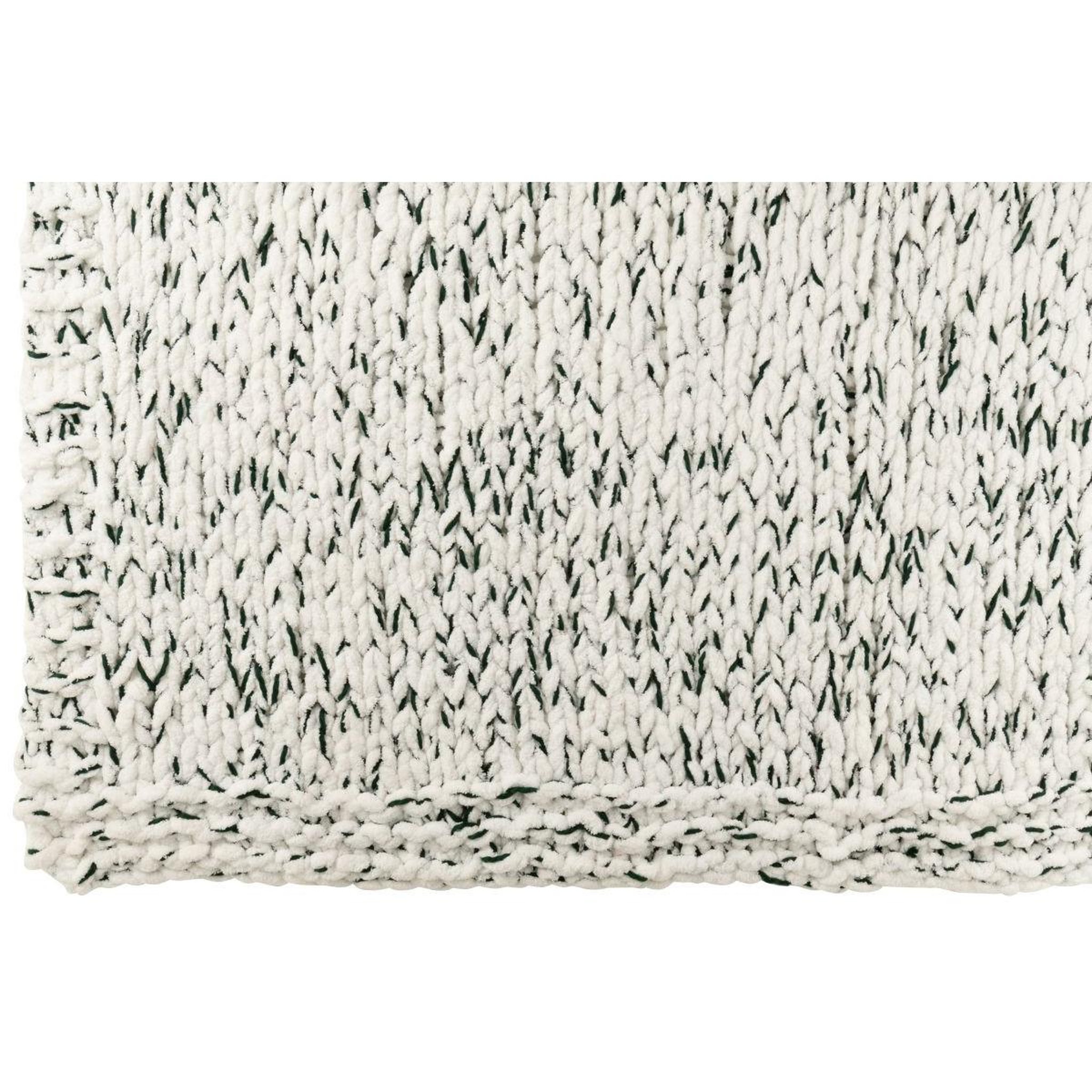 Voir la diapositive 2 : J-LINE Plaid tricoté  efrain  130x170cm blanc & vert foncé