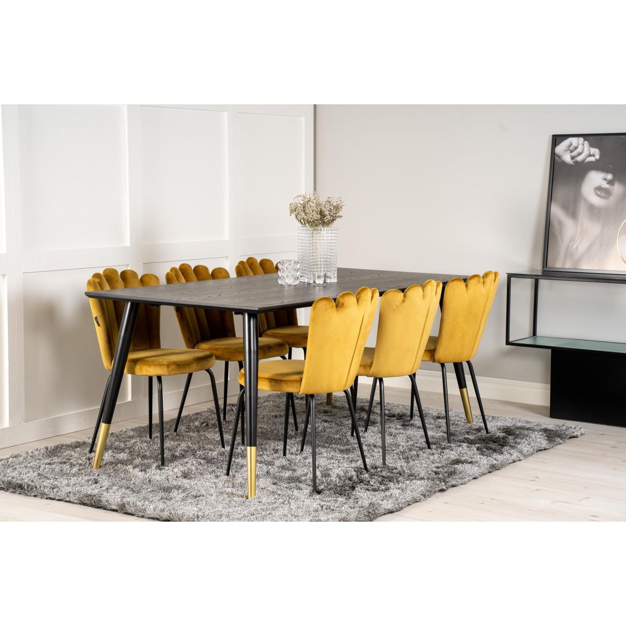 Voir la diapositive 6 : Paris Prix Ensemble table à manger & 6 chaises  dipp & limhamn  180cm noir & jaune
