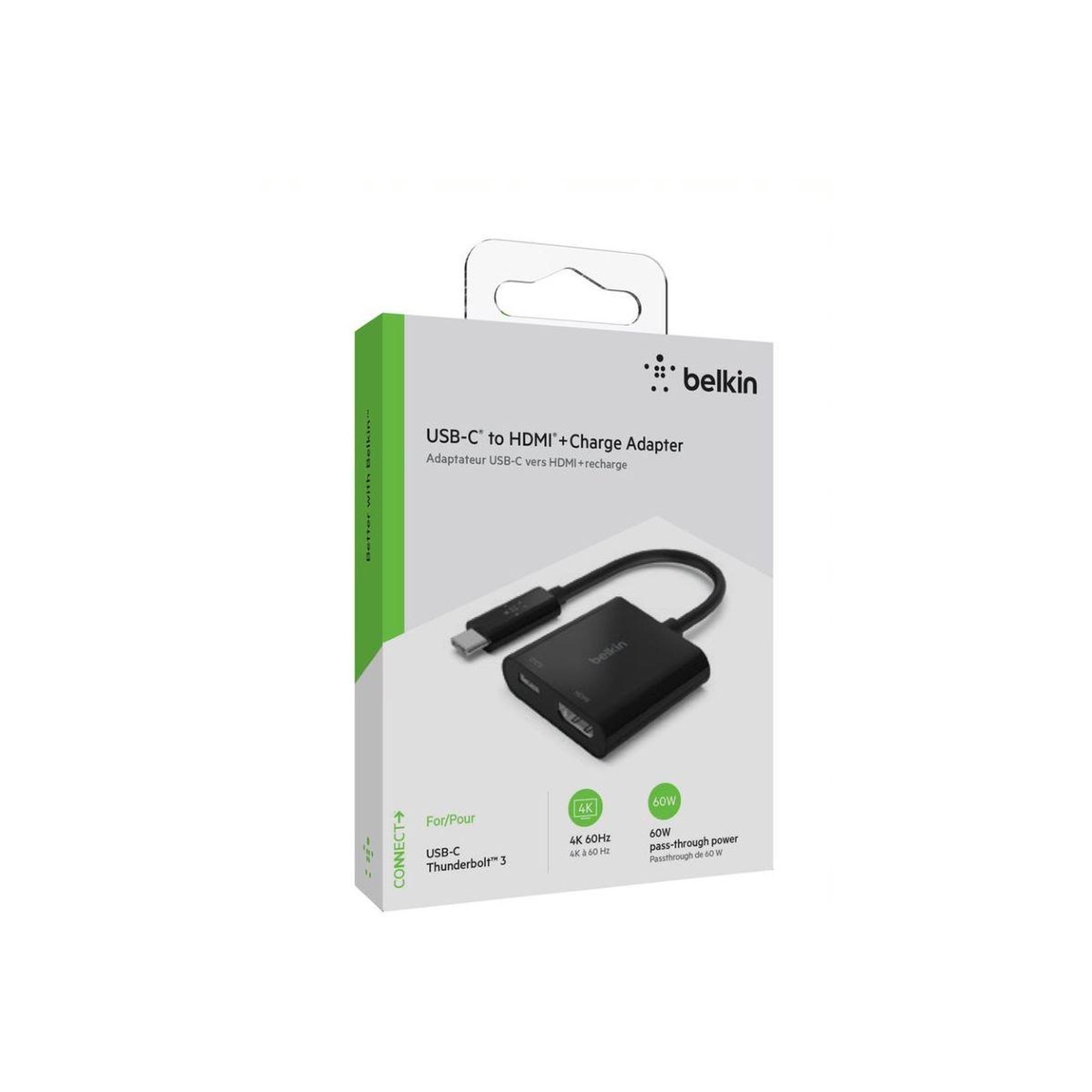Voir la diapositive 3 : Belkin Adaptateur HDMI/USB-C USB-C HDMI 60W Noir