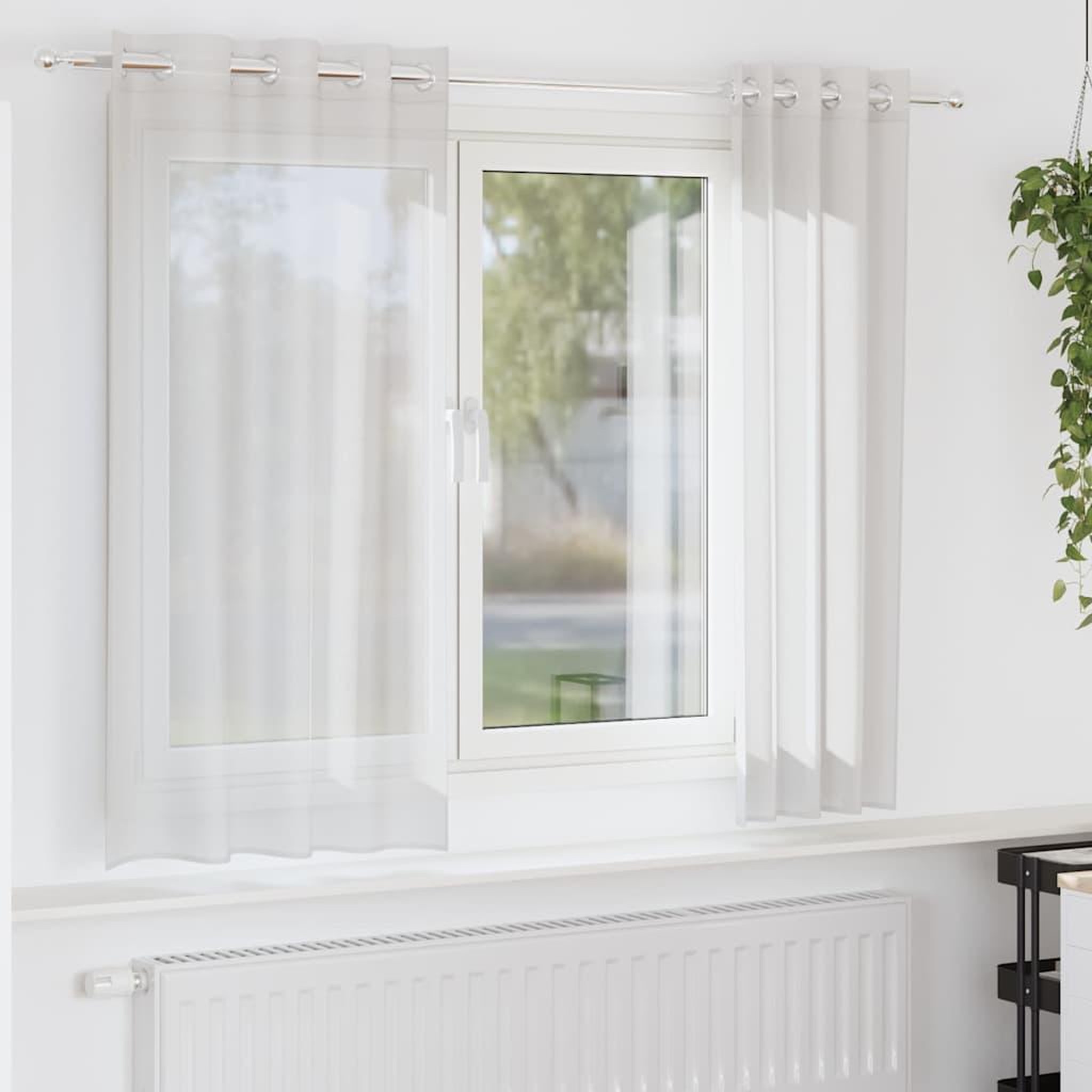 VIDAXL Rideaux en voile avec œillets 2 pcs blanc