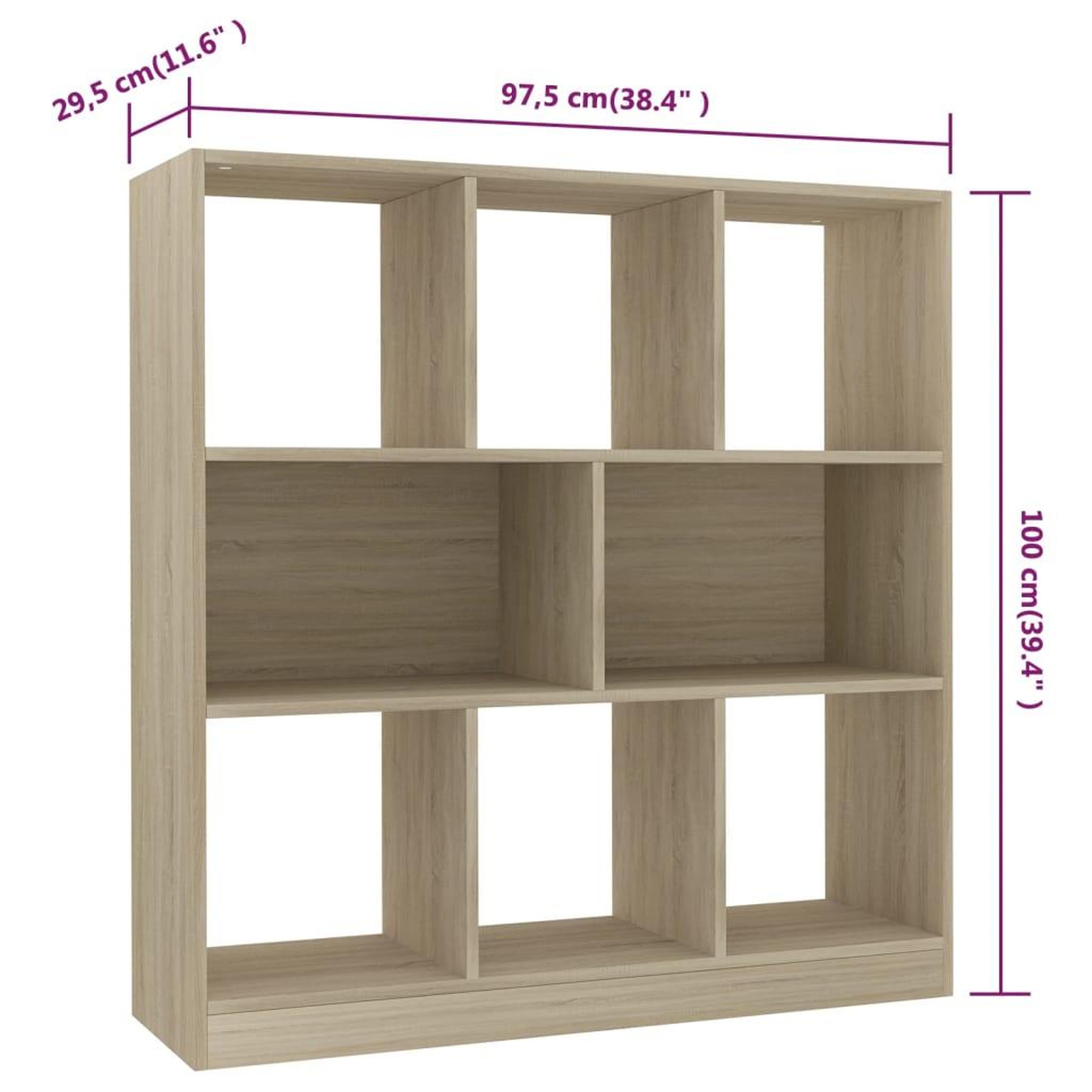 Voir la diapositive 6 : VIDAXL Bibliotheque Chene sonoma 97,5x29,5x100 cm Bois d'ingenierie
