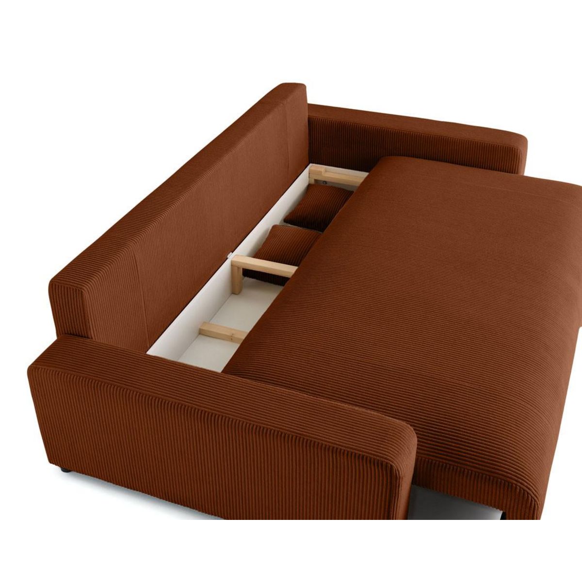 LISA DESIGN Pivoine - canapé droit 3 places - convertible avec coffre - en velours côtelé