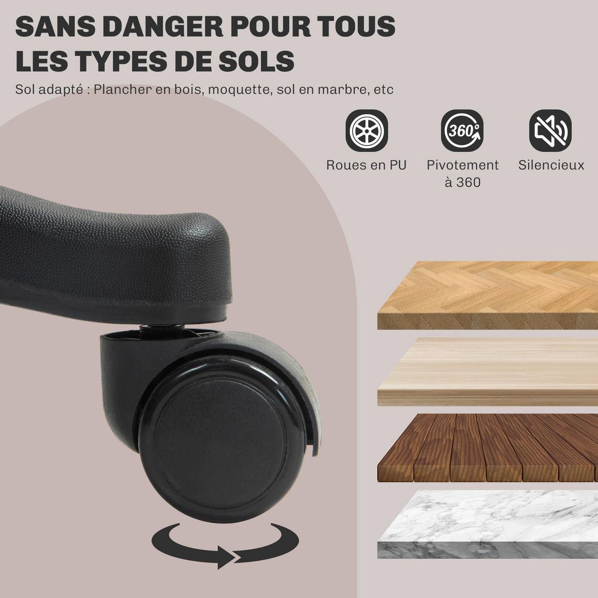 HOMCOM Chaise de bureau manager ergonomique - hauteur réglable, fonction à bascule, pivotant - PU polyester noir