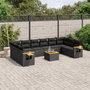 Voir la diapositive 1 : VIDAXL Salon de jardin 11 pcs avec coussins noir resine tressee