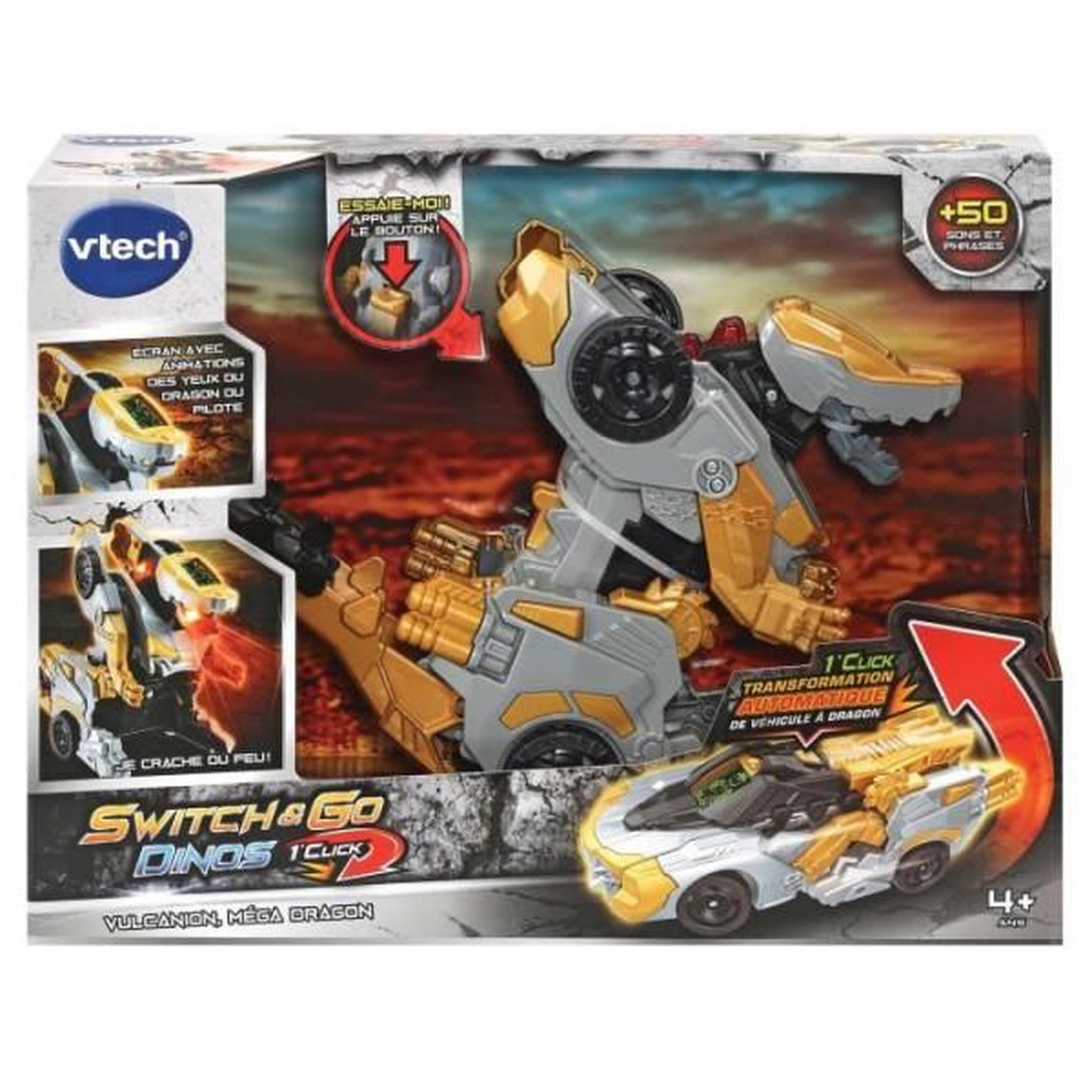 Voir la diapositive 2 : VTECH VTECH - Switch & Go Dinos - 1'Click - Vulcanion, Méga Dragon - Enfant - Pile - Marron, noir et gris