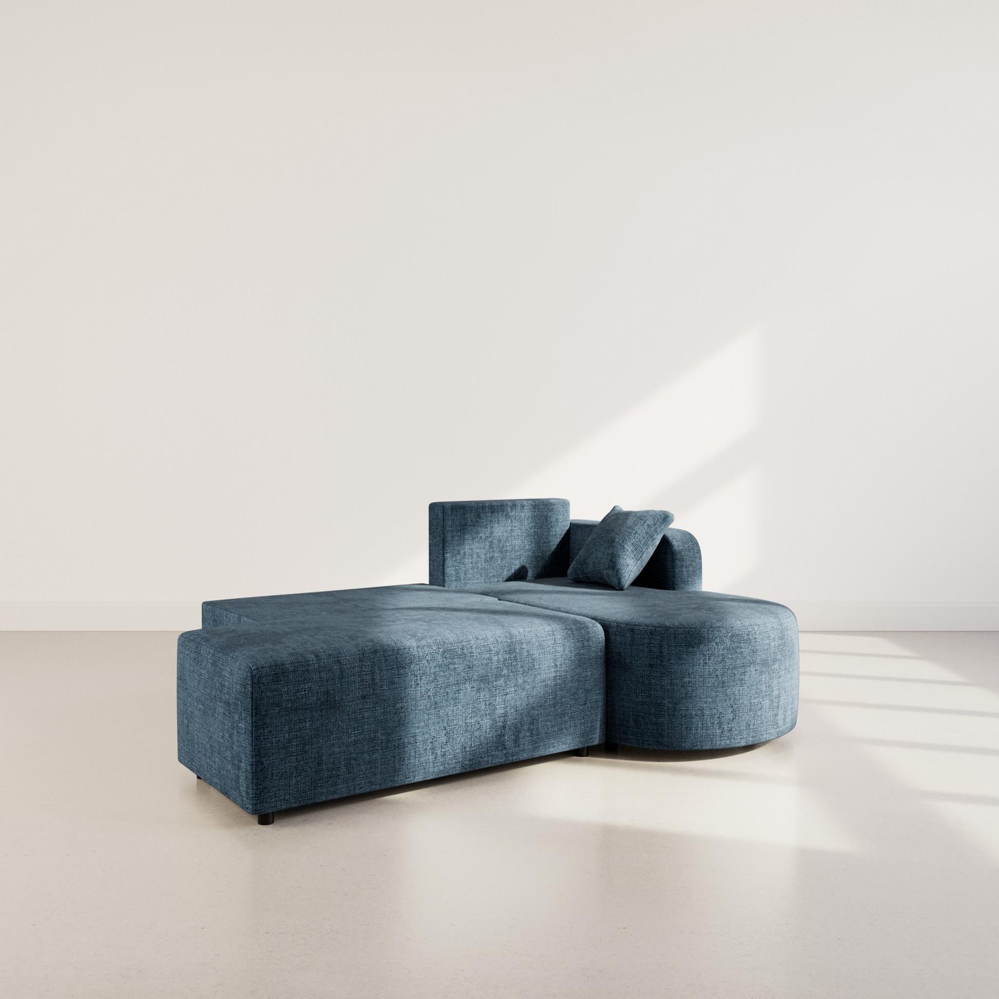 Voir la diapositive 2 : BEST MOBILIER Miro - canapé d'angle droit 4 places convertible avec coffre en velours texturé