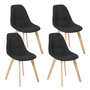 Voir la diapositive 1 : ID MARKET Lot de 4 chaises scandinaves GABY noires en tissu pour salle à manger