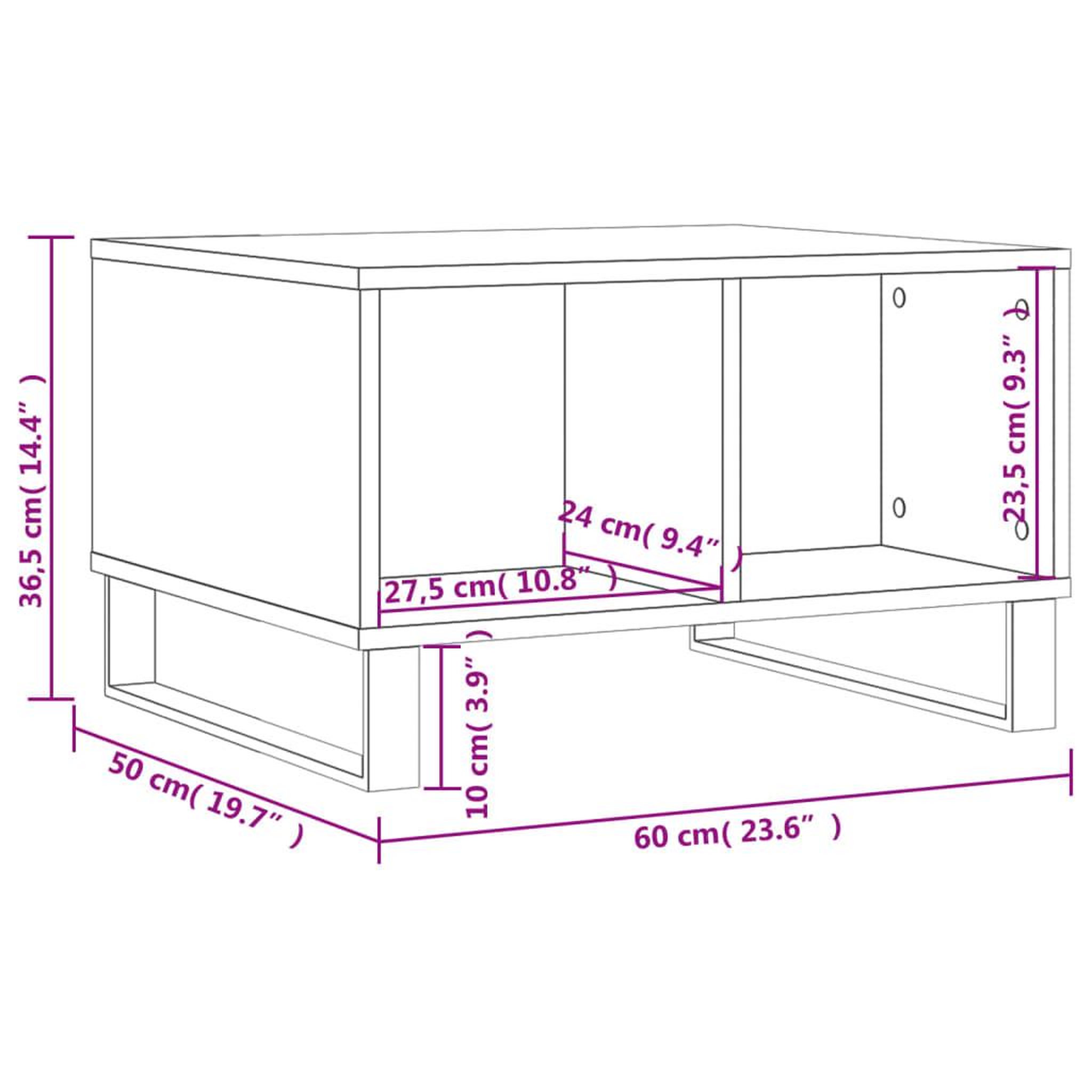 Voir la diapositive 6 : VIDAXL Table basse Chene marron 60x50x36,5 cm Bois d'ingenierie