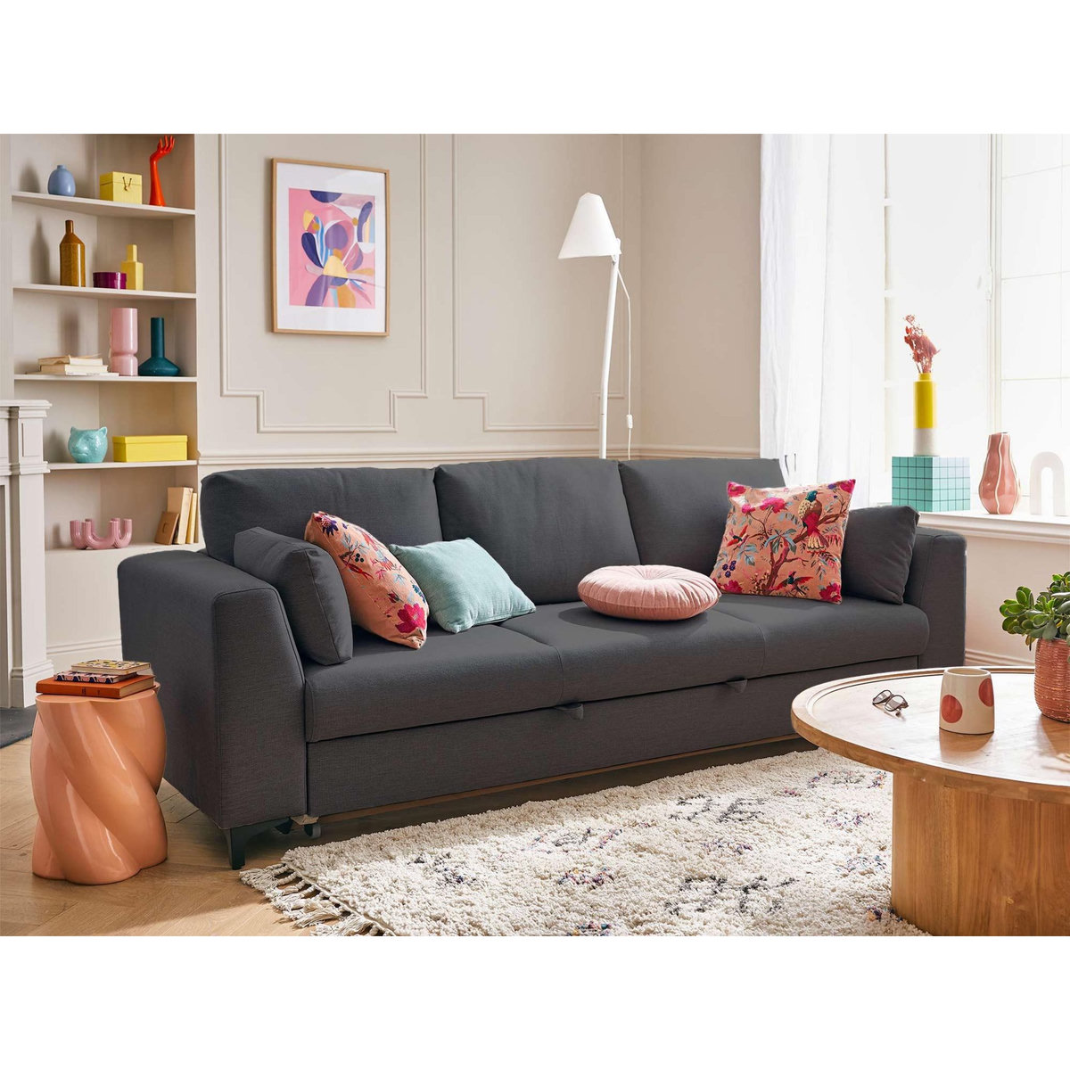 LISA DESIGN Tala - canapé 3 places - convertible - en tissu