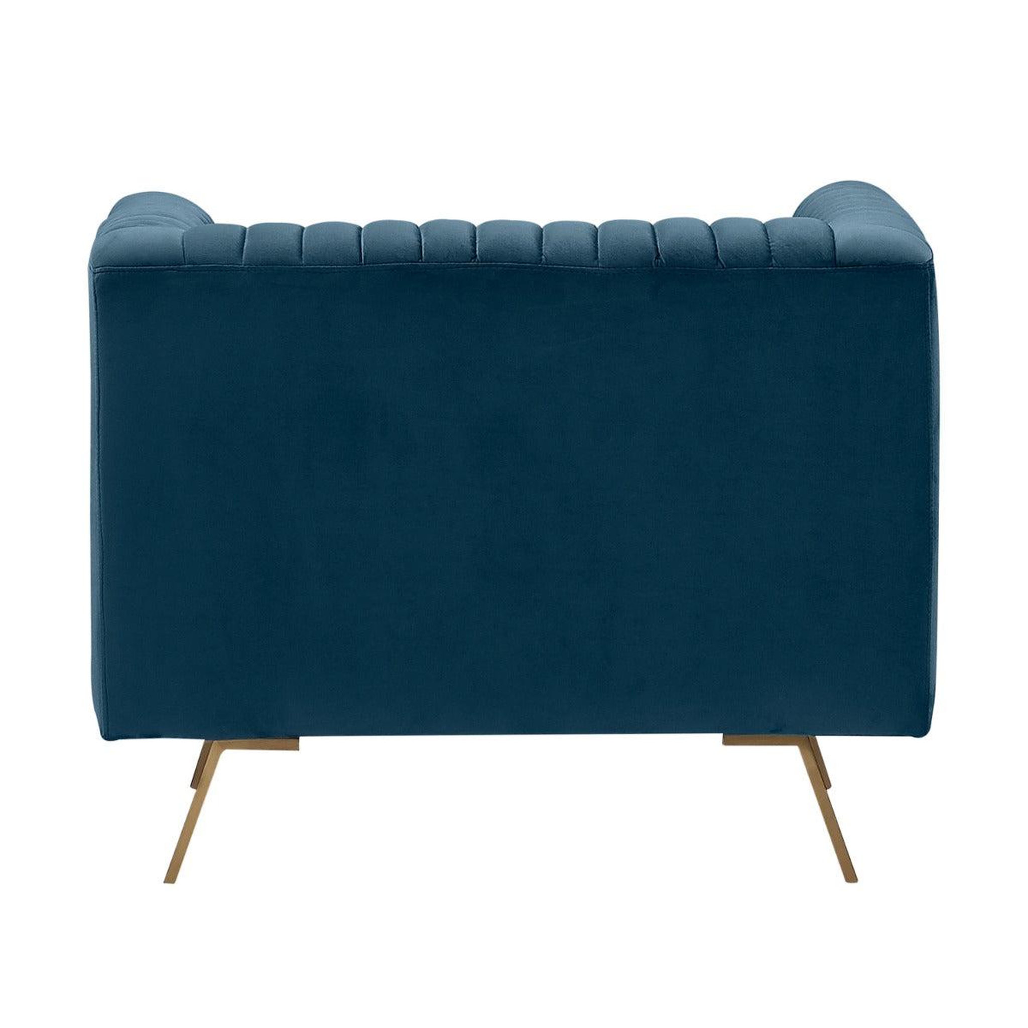 Voir la diapositive 2 : MAISON PAVANE Fauteuil en velours bleu foncé-Gatsby