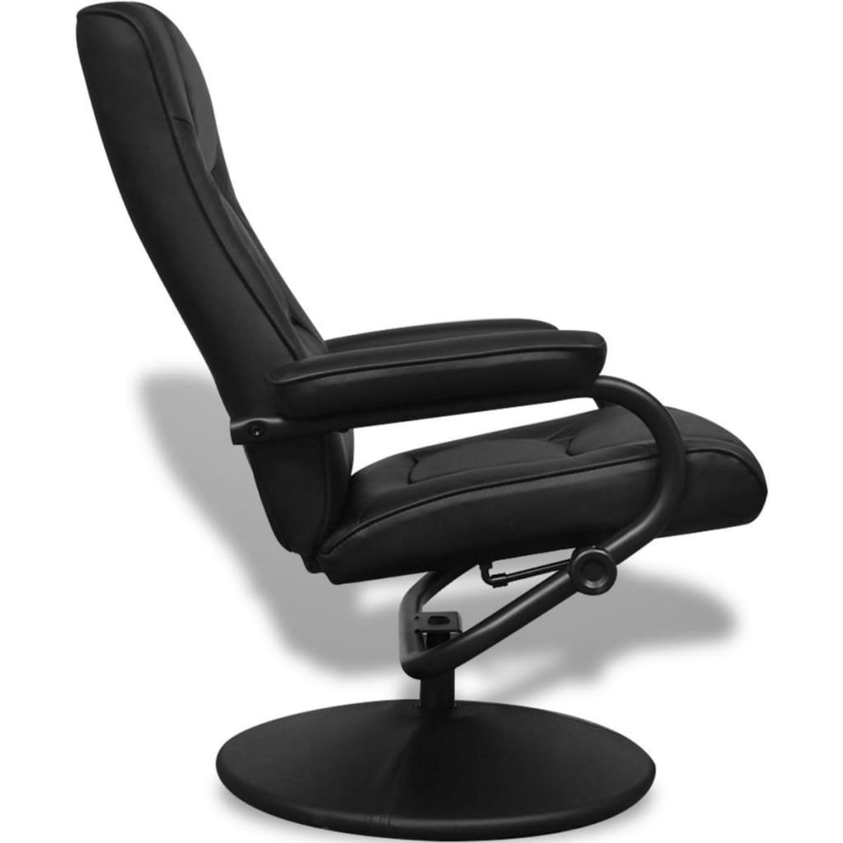 VIDAXL Fauteuil TV avec repose-pied Noir Similicuir