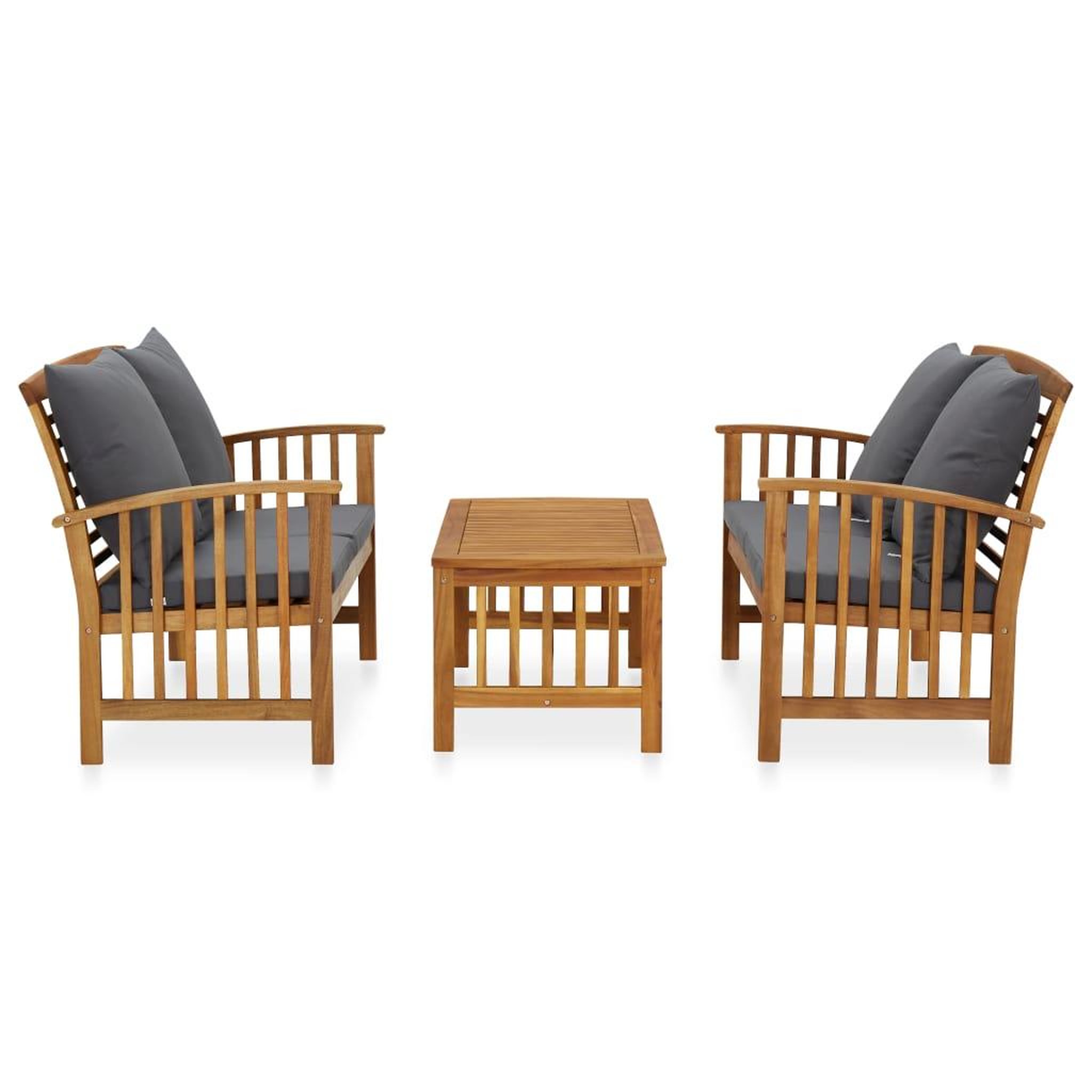 Voir la diapositive 2 : VIDAXL Salon de jardin 3 pcs avec coussins Bois d'acacia massif