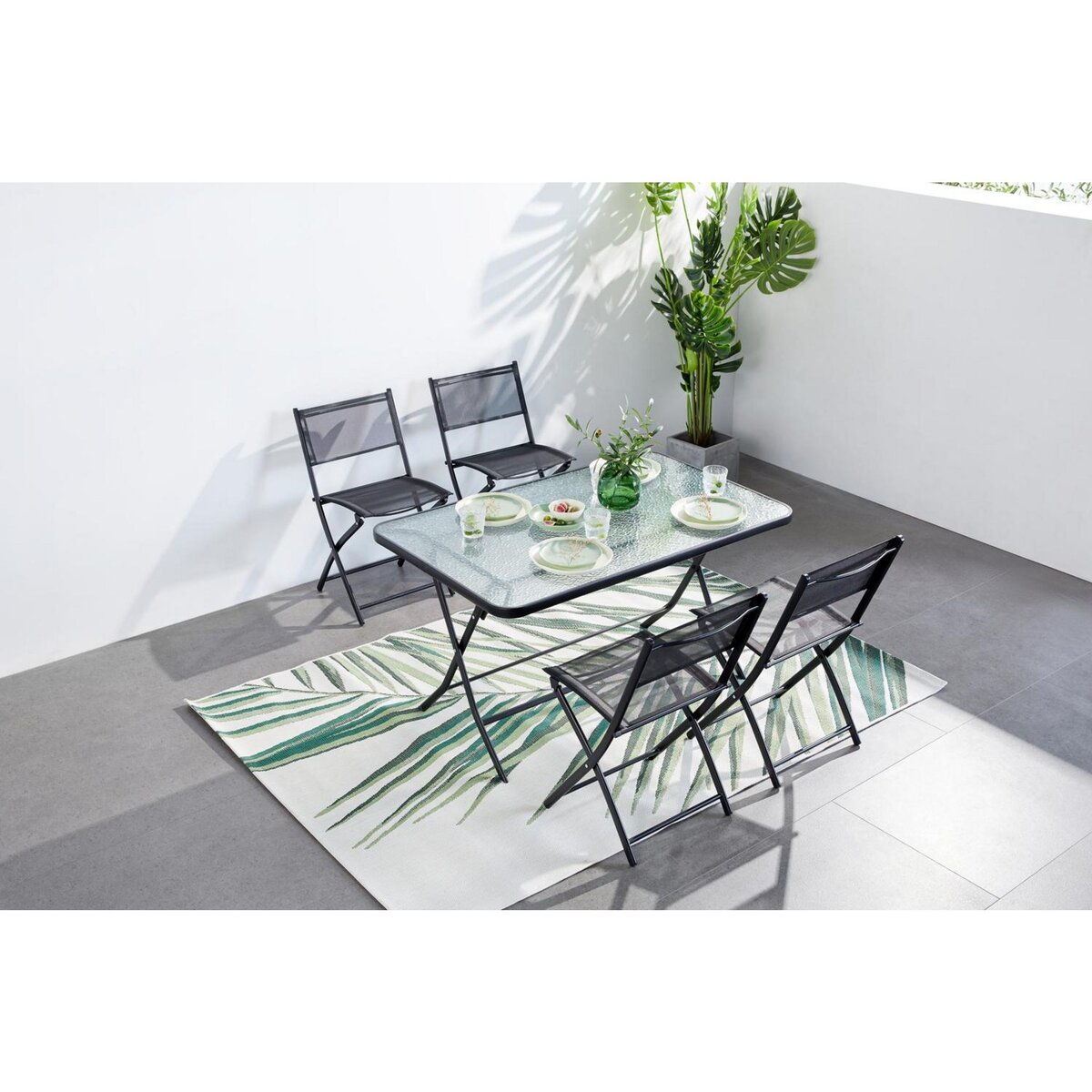 CONCEPT USINE Table de jardin et 4 chaises MAHON