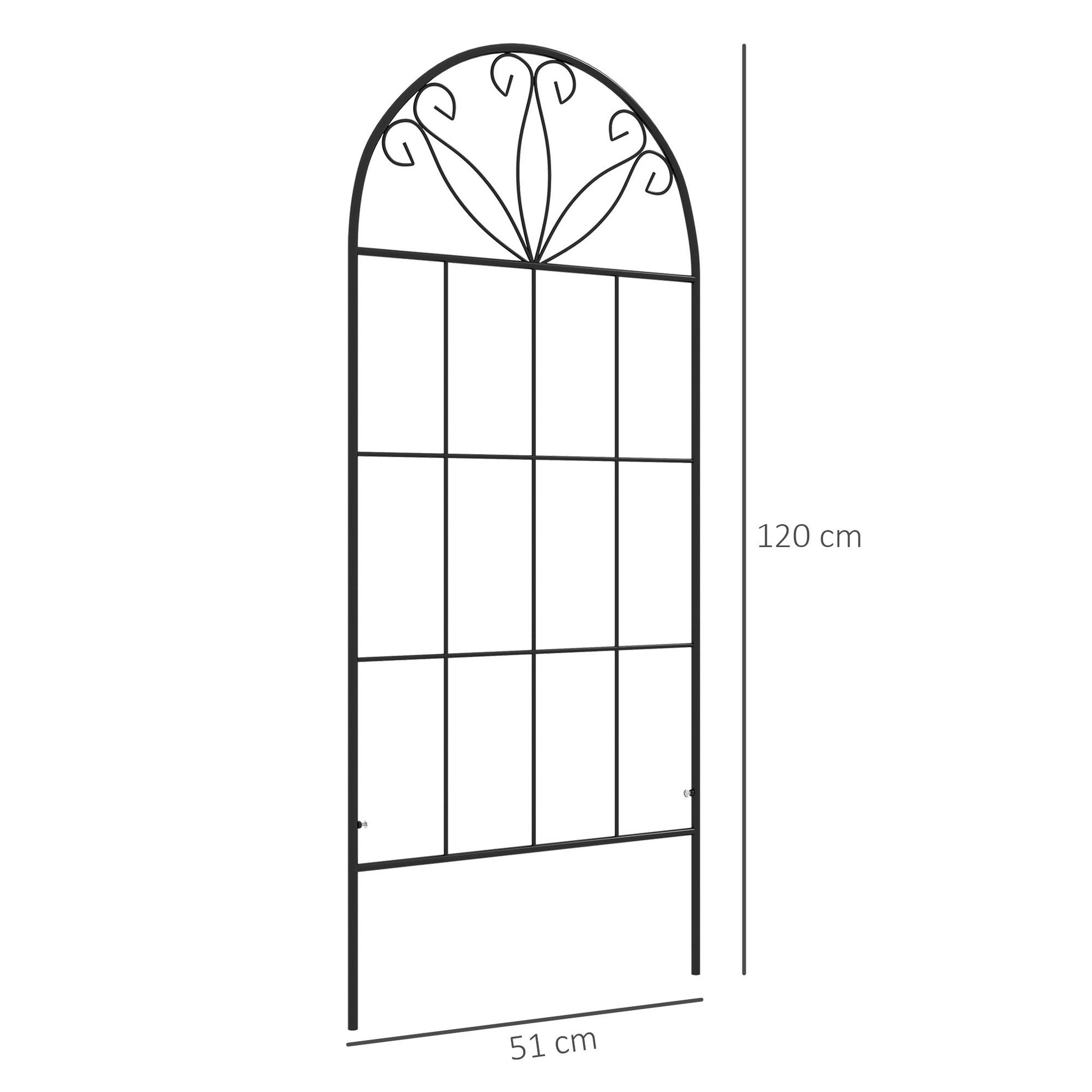 Voir la diapositive 3 : OUTSUNNY Treillis de jardin lot de 2 support pour plantes grimpantes en métal noir