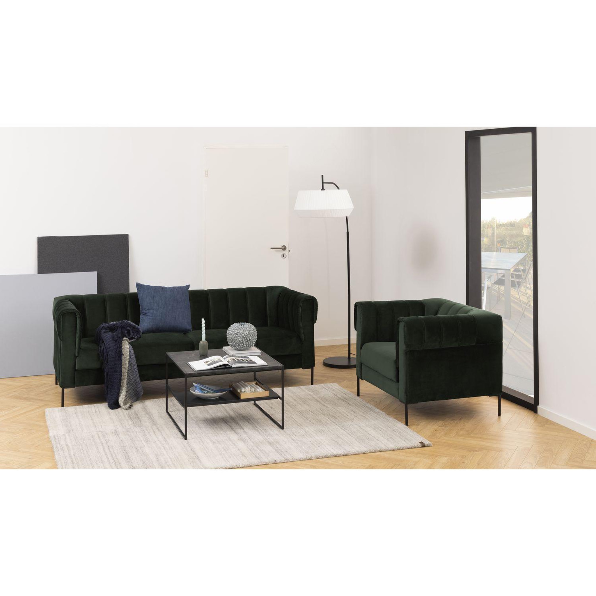 Voir la diapositive 2 : TOILINUX Table basse 2 niveaux en mélamine et métal - l.70 cm x h.45 cm - noir