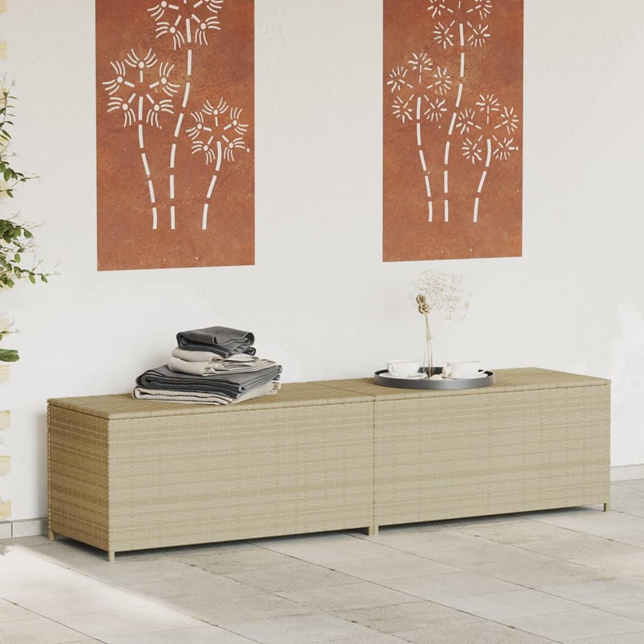 VIDAXL Boîte de rangement de jardin melange beige 469L resine tressee