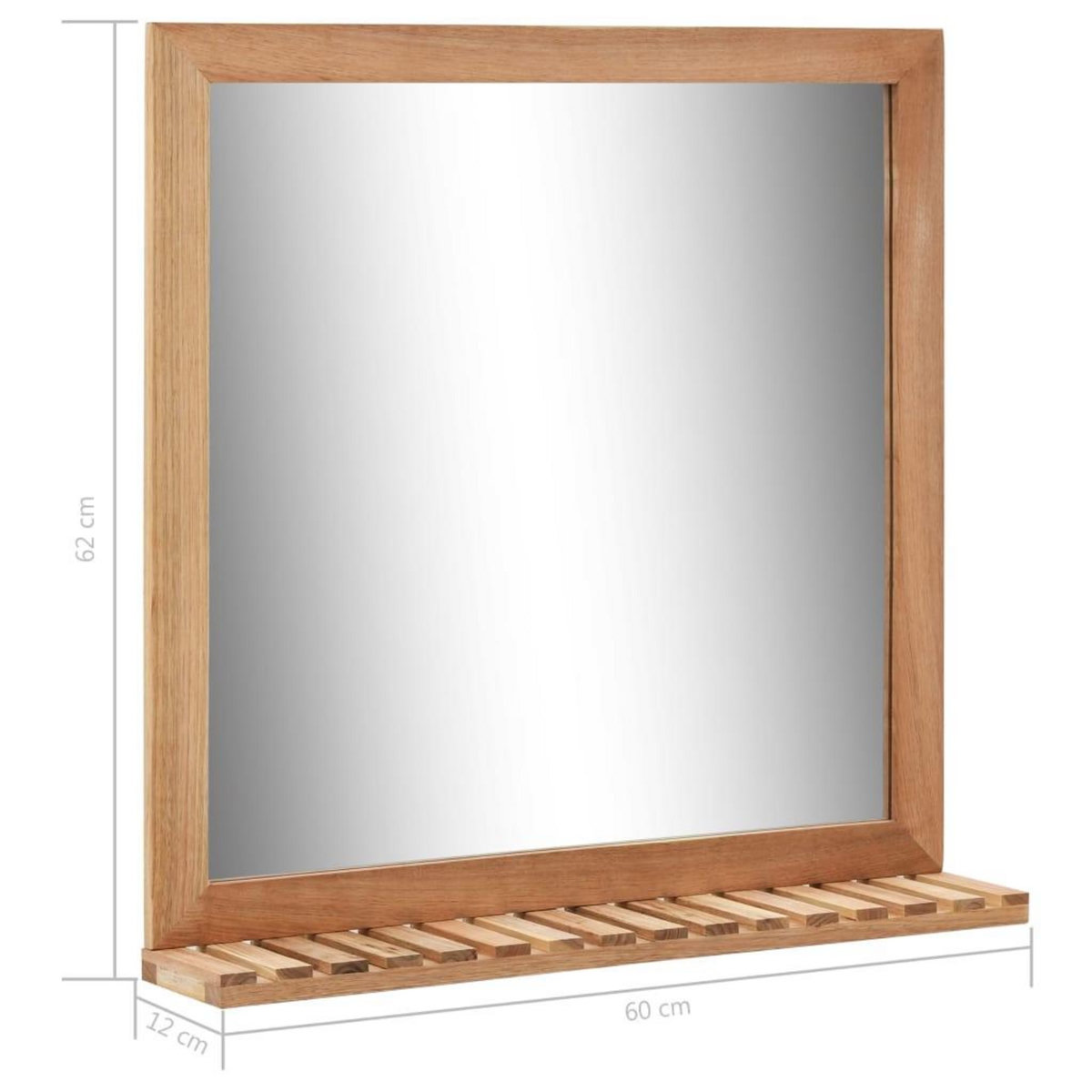 VIDAXL Miroir de salle de bain 60 x 12 x 62 cm Bois de noyer massif