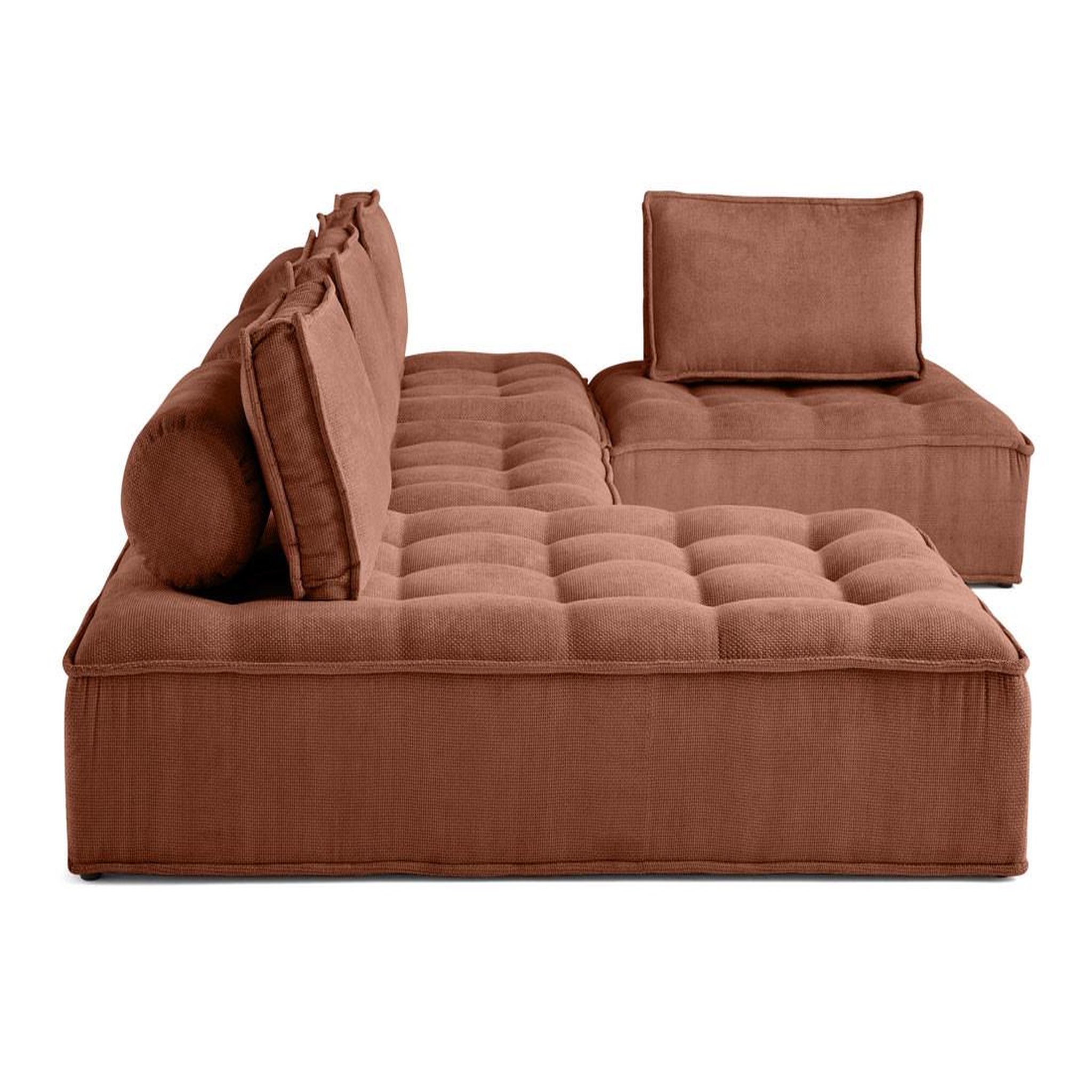 Voir la diapositive 4 : BEST MOBILIER Marisol - canapé panoramique modulable 7 places - velours texturé