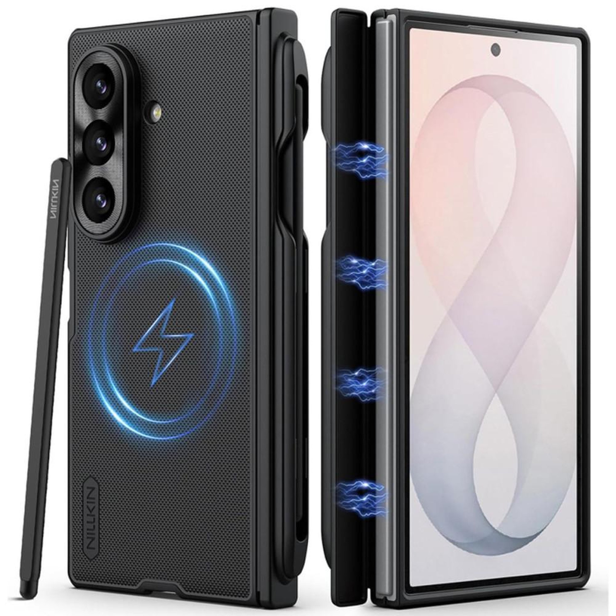 Voir la diapositive 1 : Coque téléphone magnétique noire avec support pour stylet Galaxy Z Fold 8 Ultra