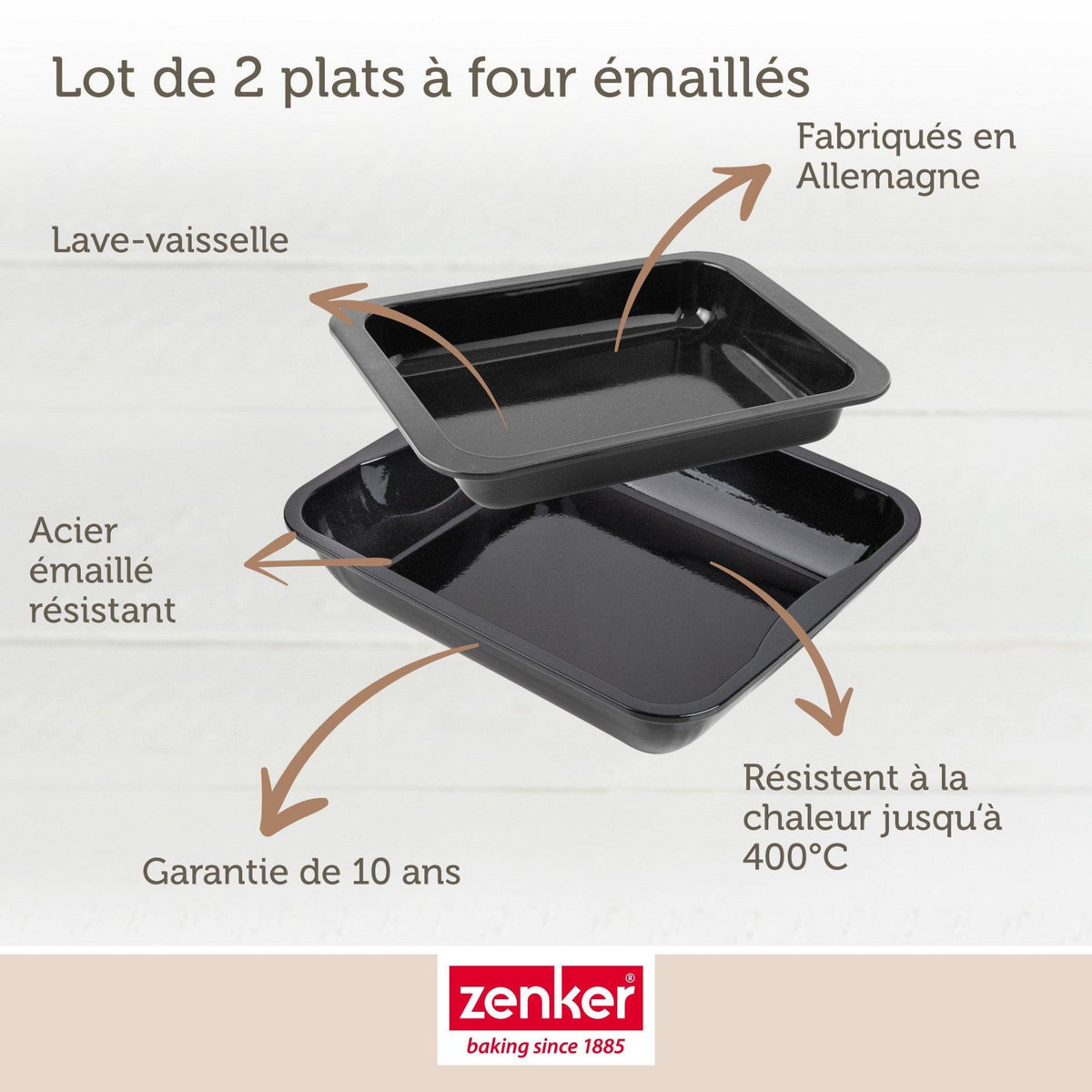 ZENKER Lot de 2 plats à four rectangulaires 40 x 34 cm et 33 x 25 cm Zenker Special Cooking