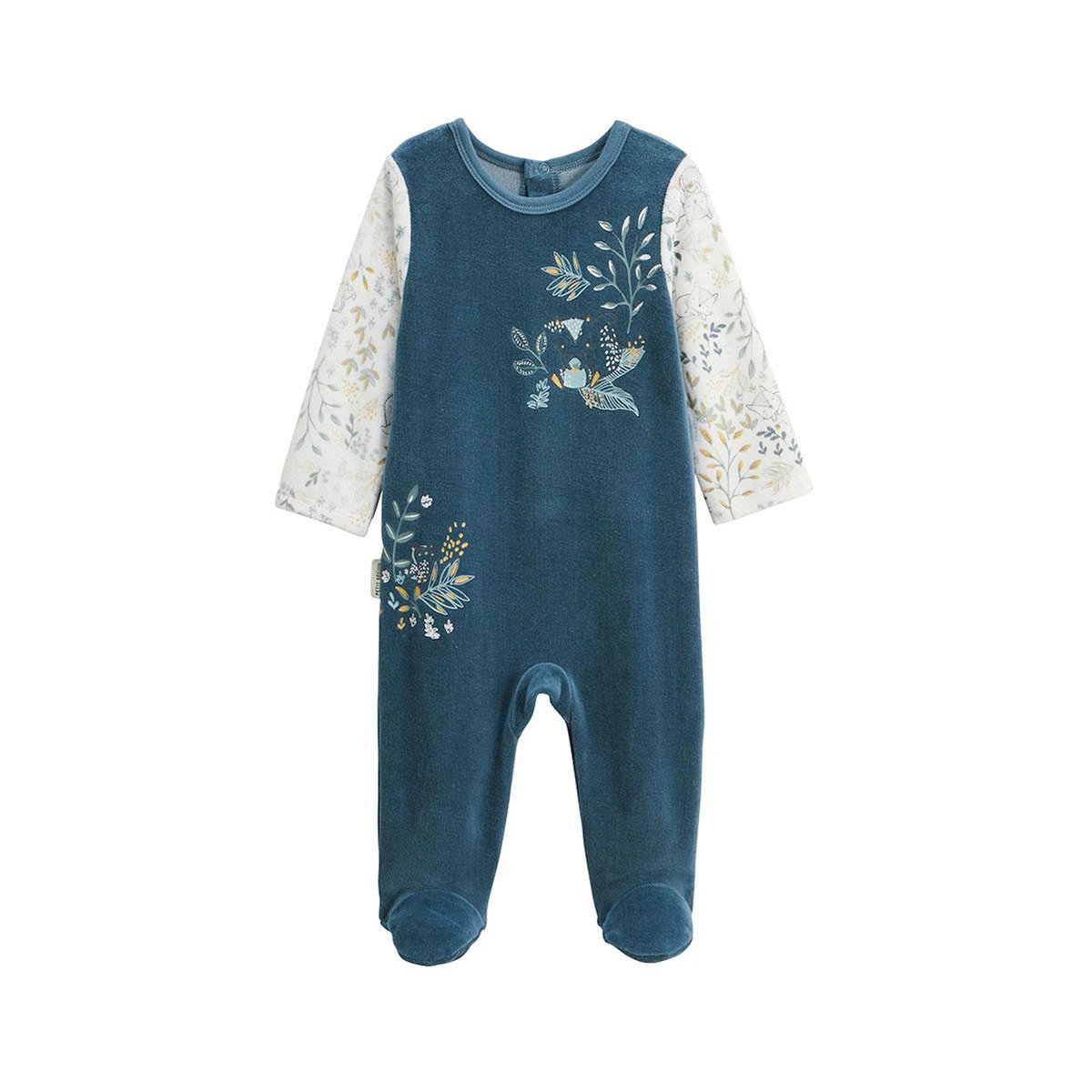 Petit Béguin Pyjama bébé en velours Cacahuète