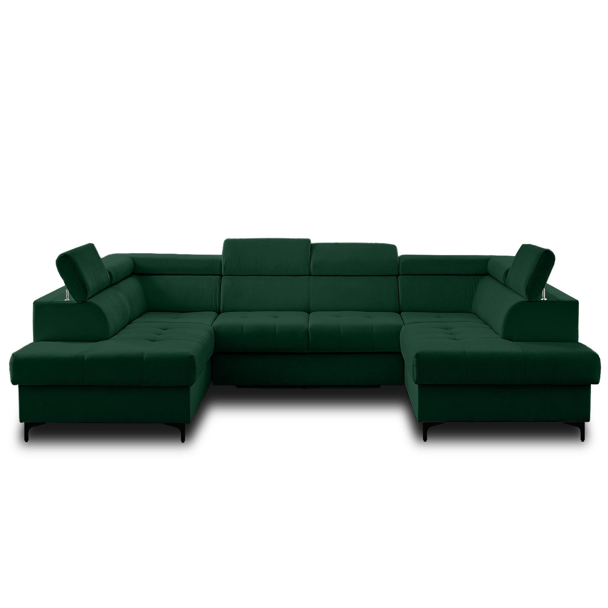 Voir la diapositive 1 : LISA DESIGN Merida - canapé panoramique en u - 7 places - convertible avec coffres et têtières réglables - en velours
