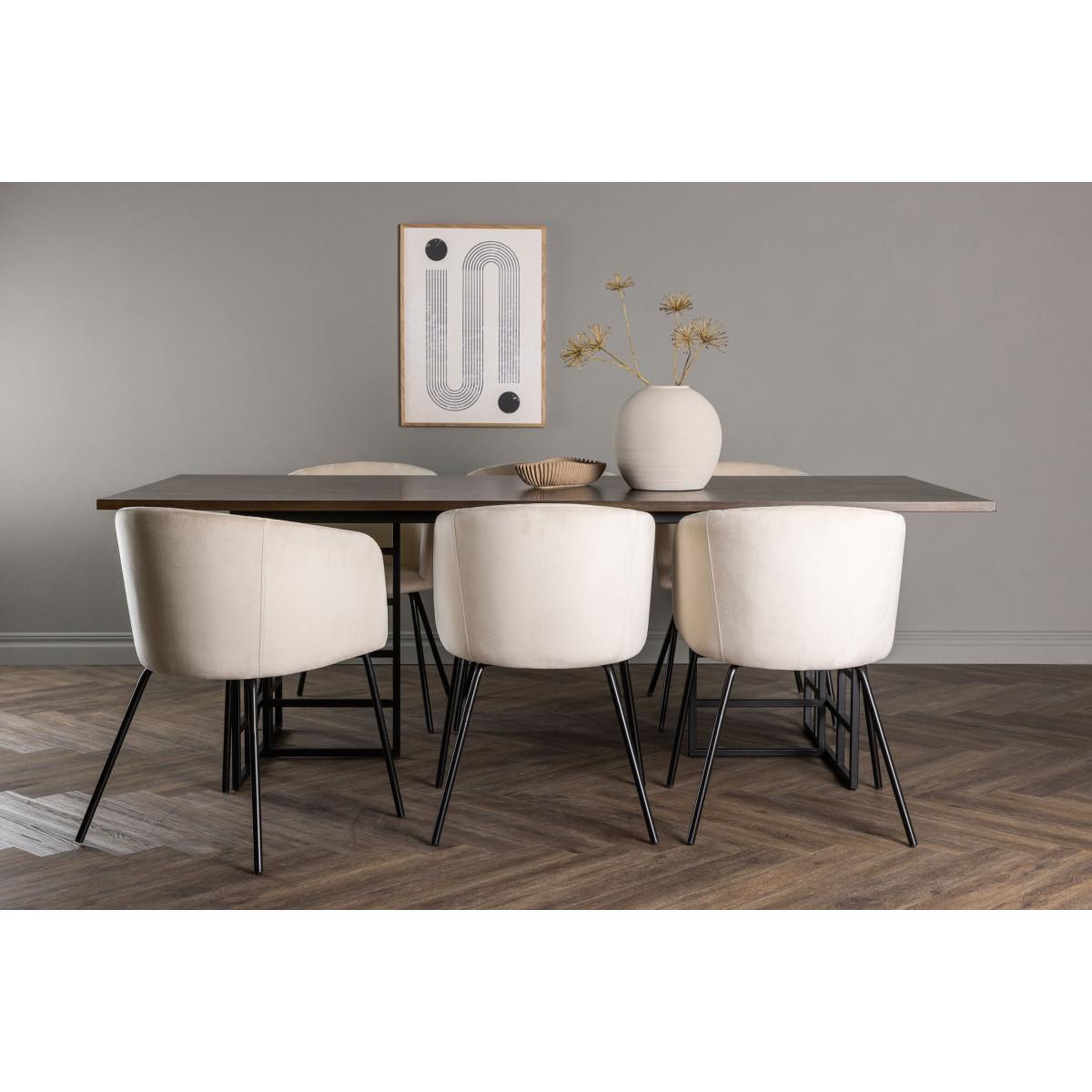 Voir la diapositive 6 : Paris Prix Ensemble table à manger & 6 chaises  ystad & berit  220cm moka & beige