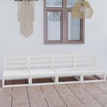 VIDAXL Canape a 4 places de jardin Blanc Bois de pin solide