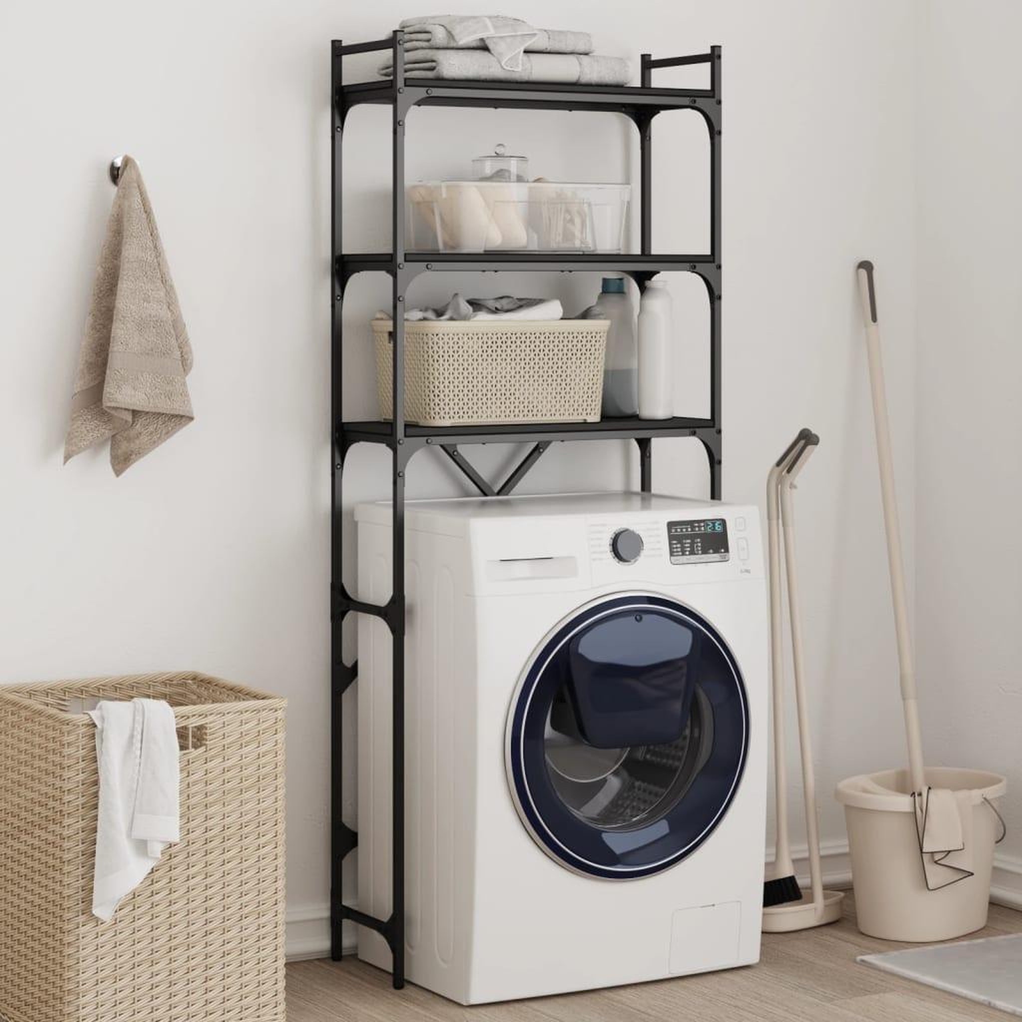 VIDAXL Etagere de lave-linge noir 67x25x163 cm bois d'ingenierie