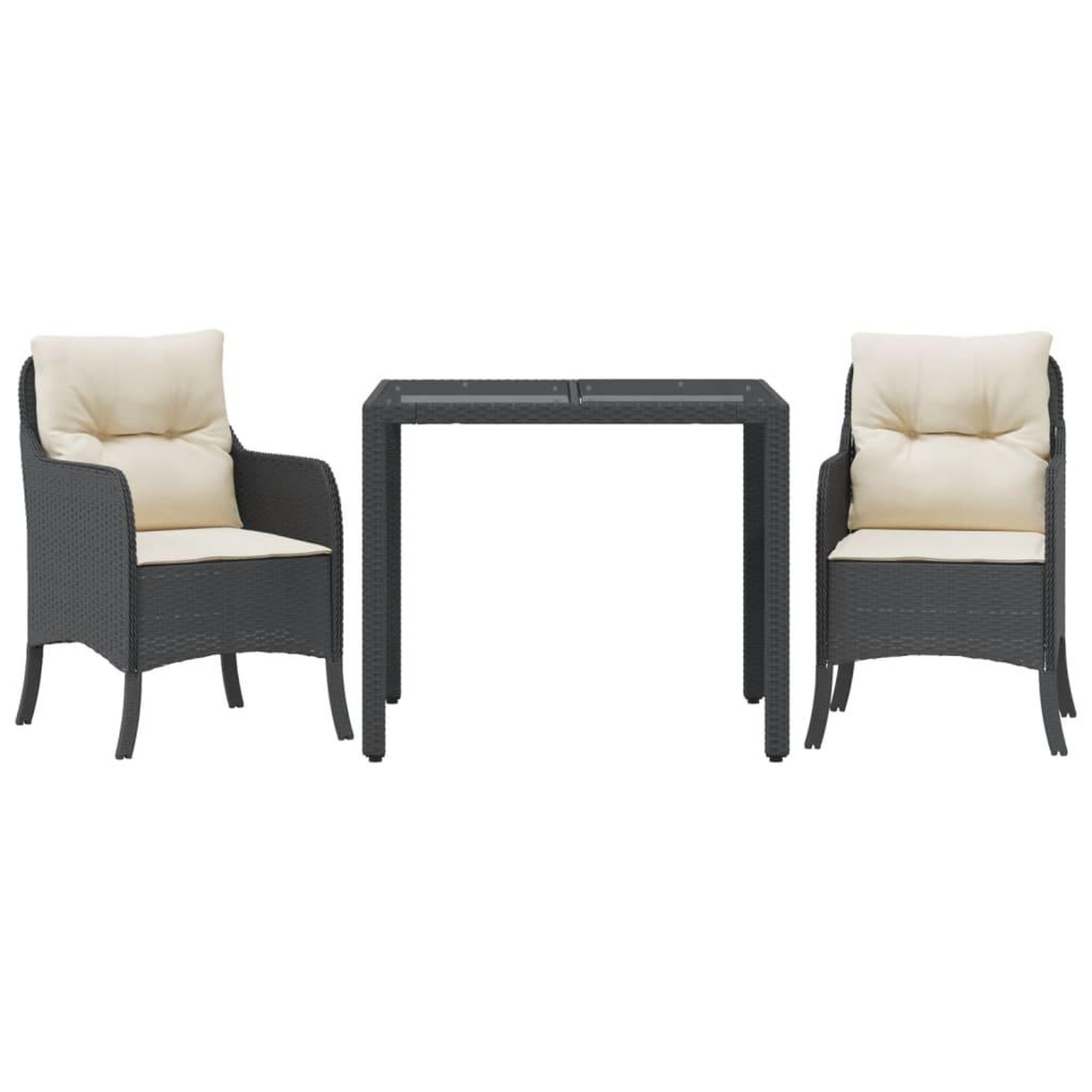 Voir la diapositive 2 : VIDAXL Ensemble a manger de jardin avec coussins 3 pcs Noir