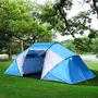 OUTSUNNY Tente de camping familiale 4-6 personnes 2 cabines fenêtre grande porte 4,3L x 2,4l x 1,7H m bleu blanc
