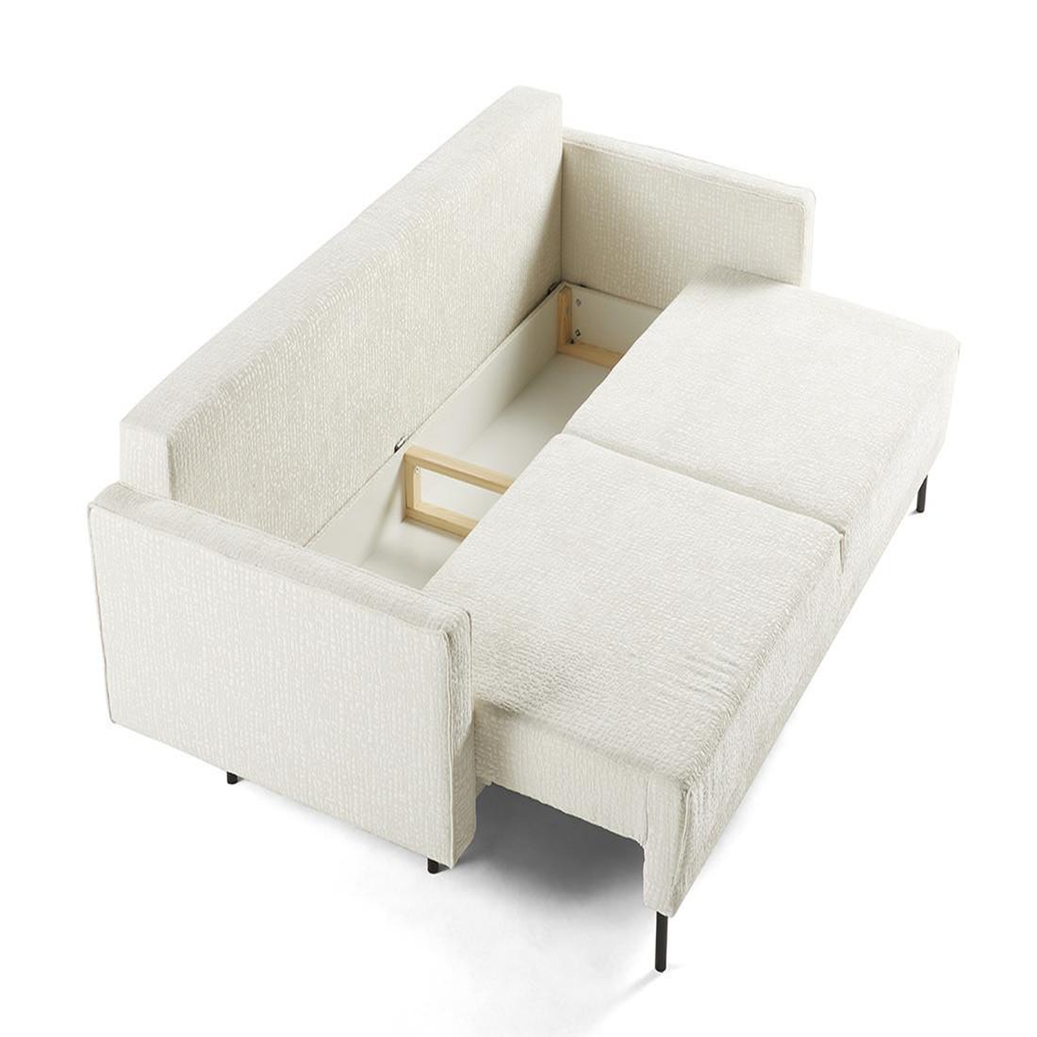 Voir la diapositive 6 : LISA DESIGN Charlie - canapé droit 3 places - convertible avec coffre - en tissu velours relief