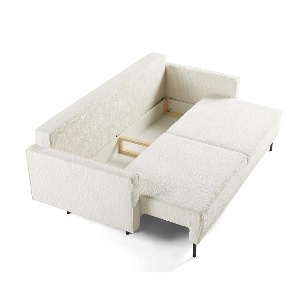 LISA DESIGN Charlie - canapé droit 3 places - convertible avec coffre - en tissu velours relief