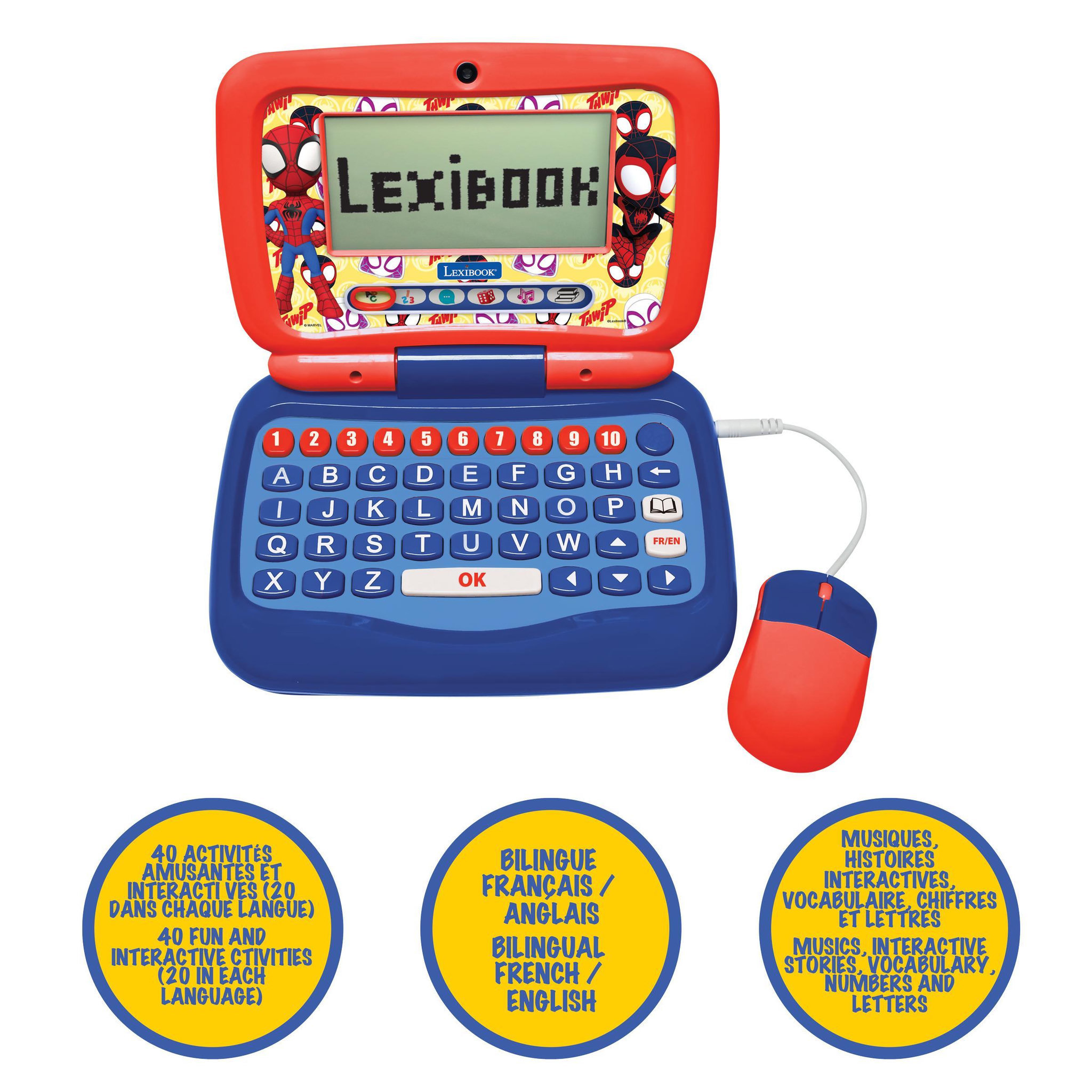 Voir la diapositive 2 : Lexibook Mon premier ordinateur éducatif bilingue Spidey (EN/FR)