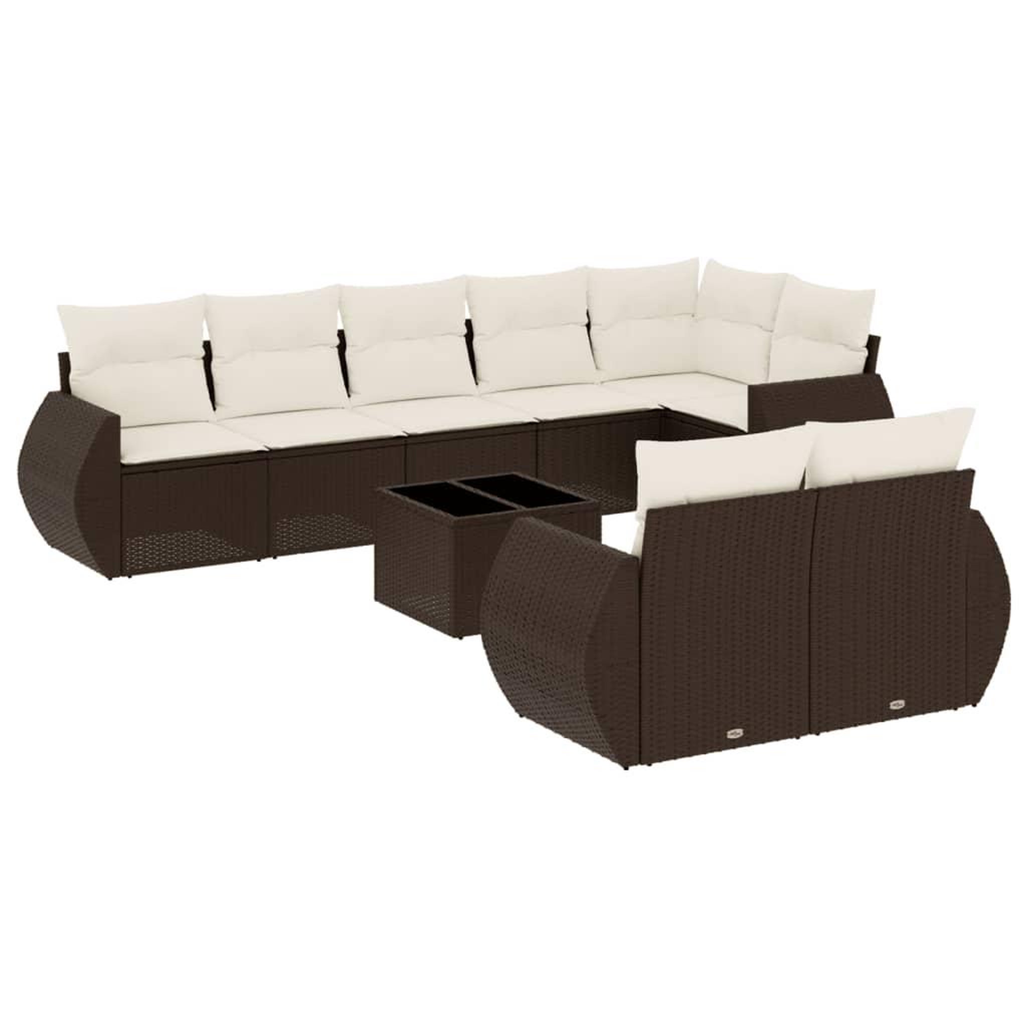 Voir la diapositive 2 : VIDAXL Salon de jardin avec coussins 9 pcs marron resine tressee