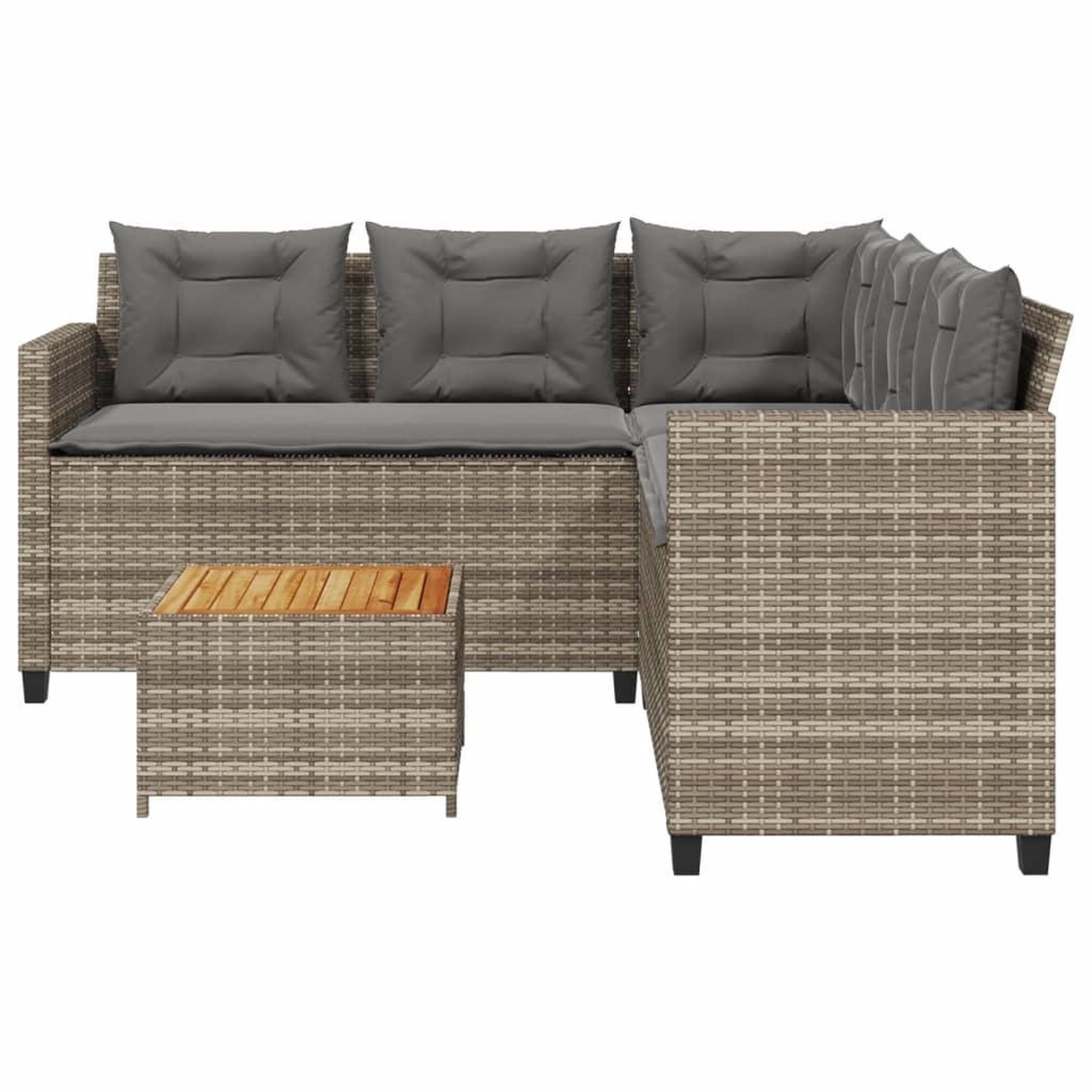 Voir la diapositive 4 : VIDAXL Canape de jardin avec table et coussins en forme de L gris