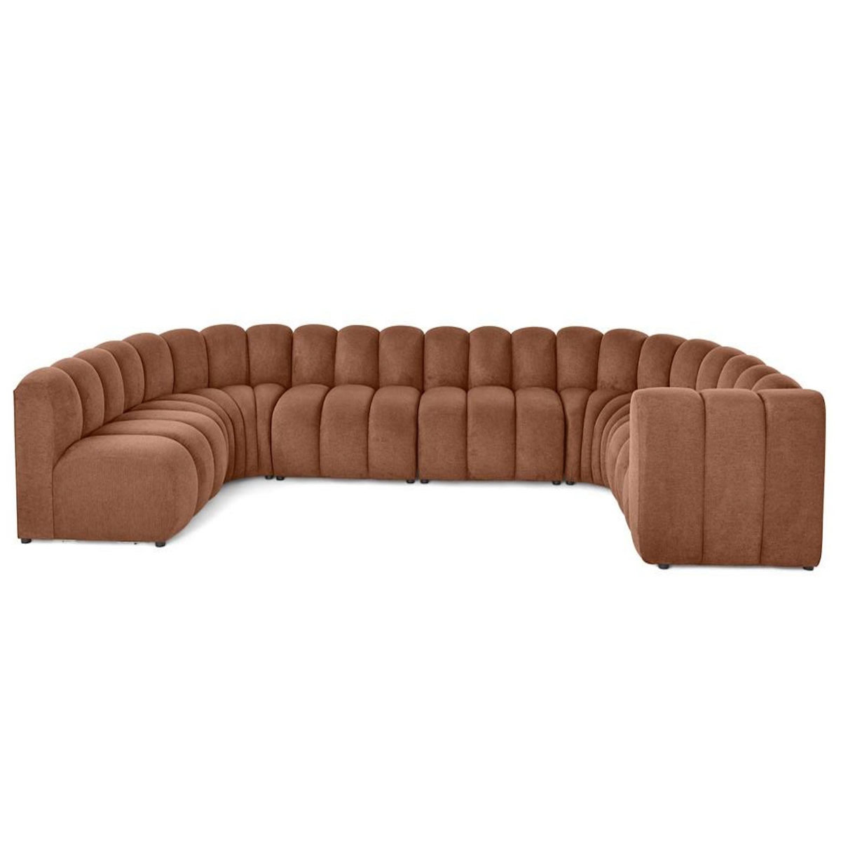 LISA DESIGN Debbie - canapé modulable panoramique d'angle gauche 7 places en tissu texturé