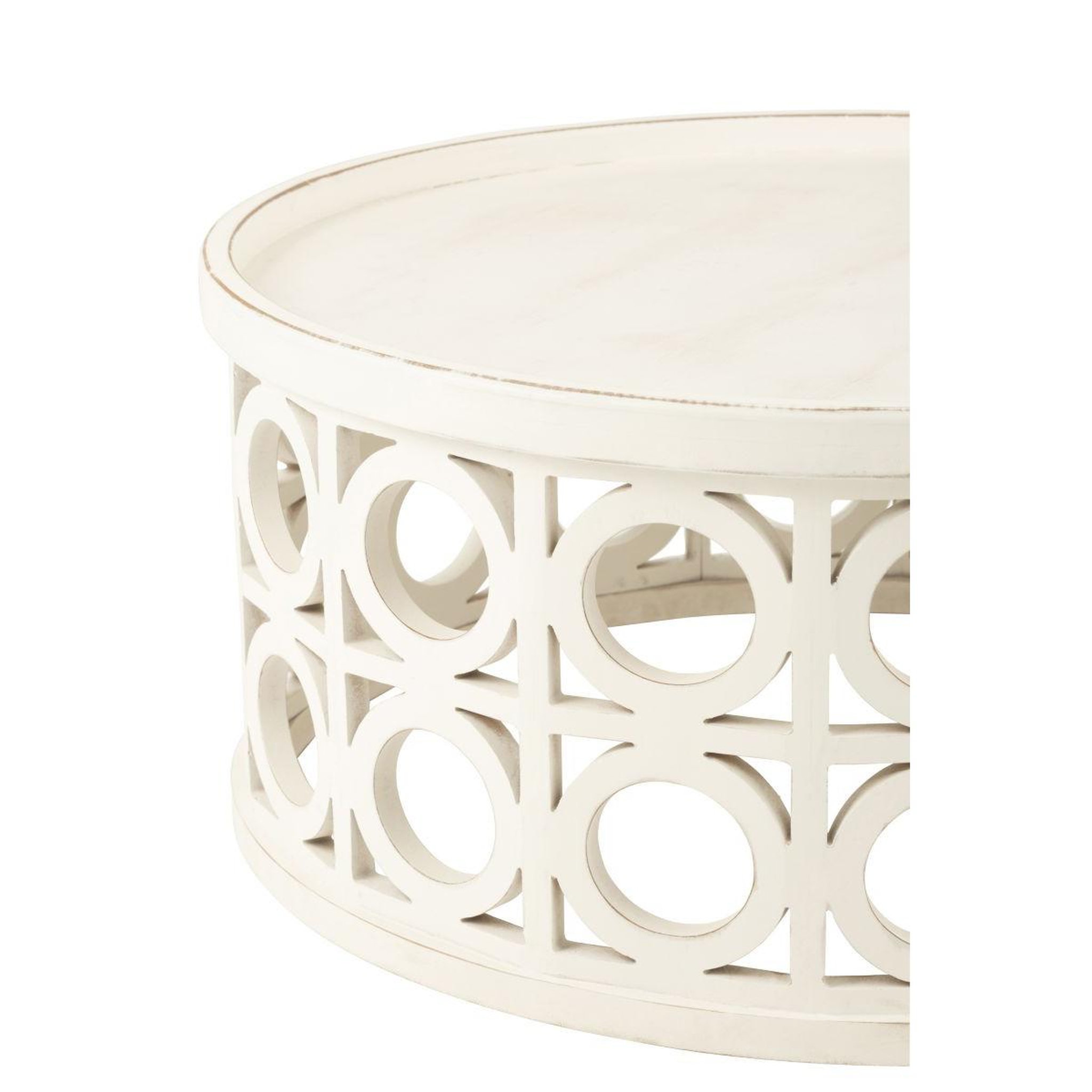 Voir la diapositive 3 : J-LINE Table basse sculptée  charity  78cm blanc