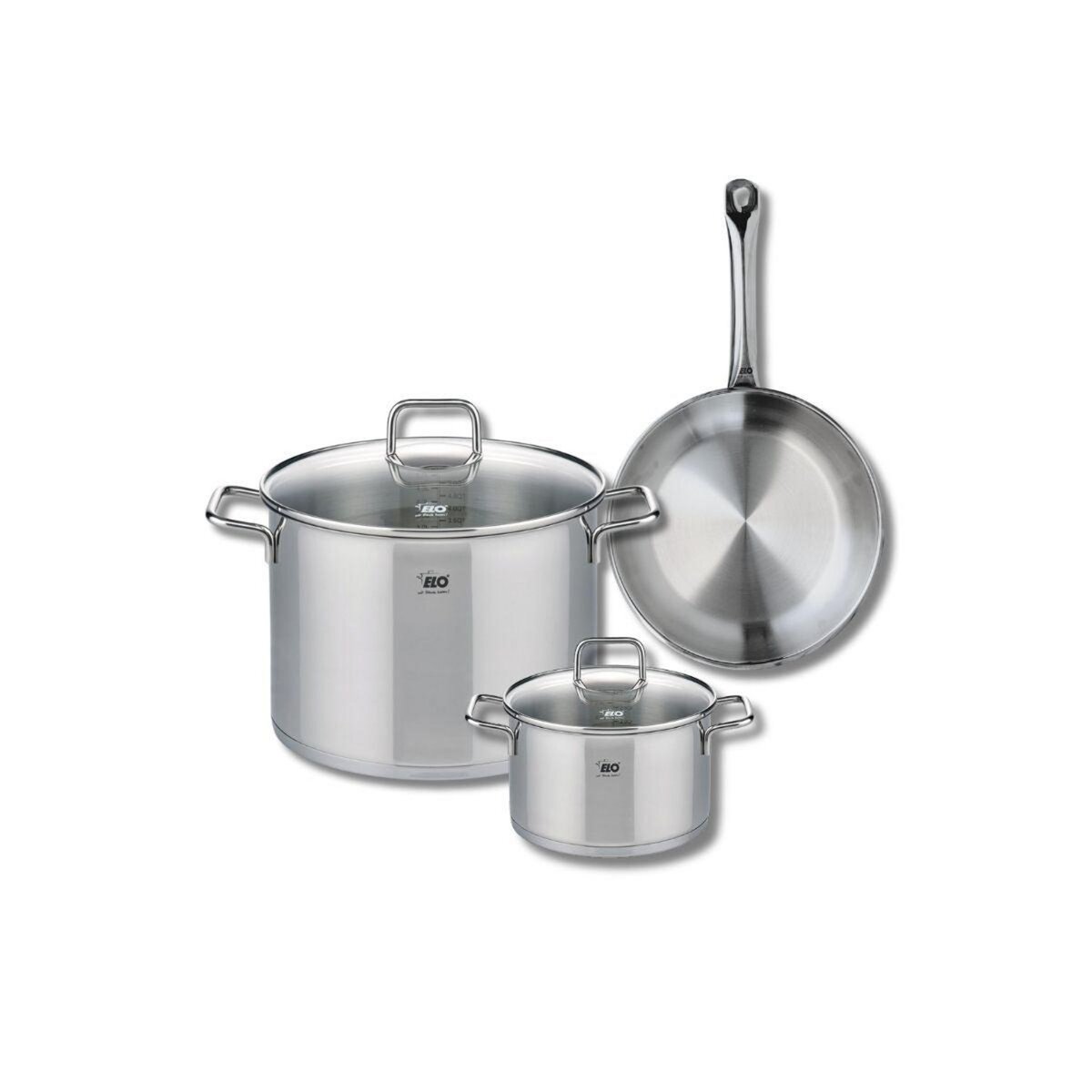 ELO Ensemble de 1 Poêle de cuisson 24 cm et 2 faitouts 16 et 26 cm Elo Profi Citrin