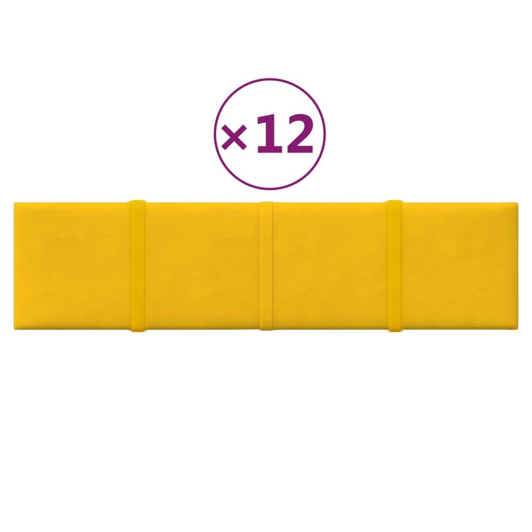 Voir la diapositive 2 : VIDAXL Panneaux muraux 12 pcs Jaune 60x15 cm Velours 1,08 m^2