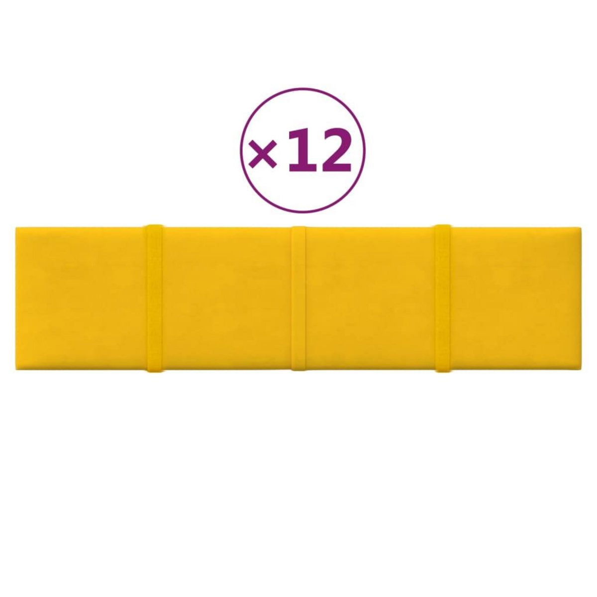 VIDAXL Panneaux muraux 12 pcs Jaune 60x15 cm Velours 1,08 m^2